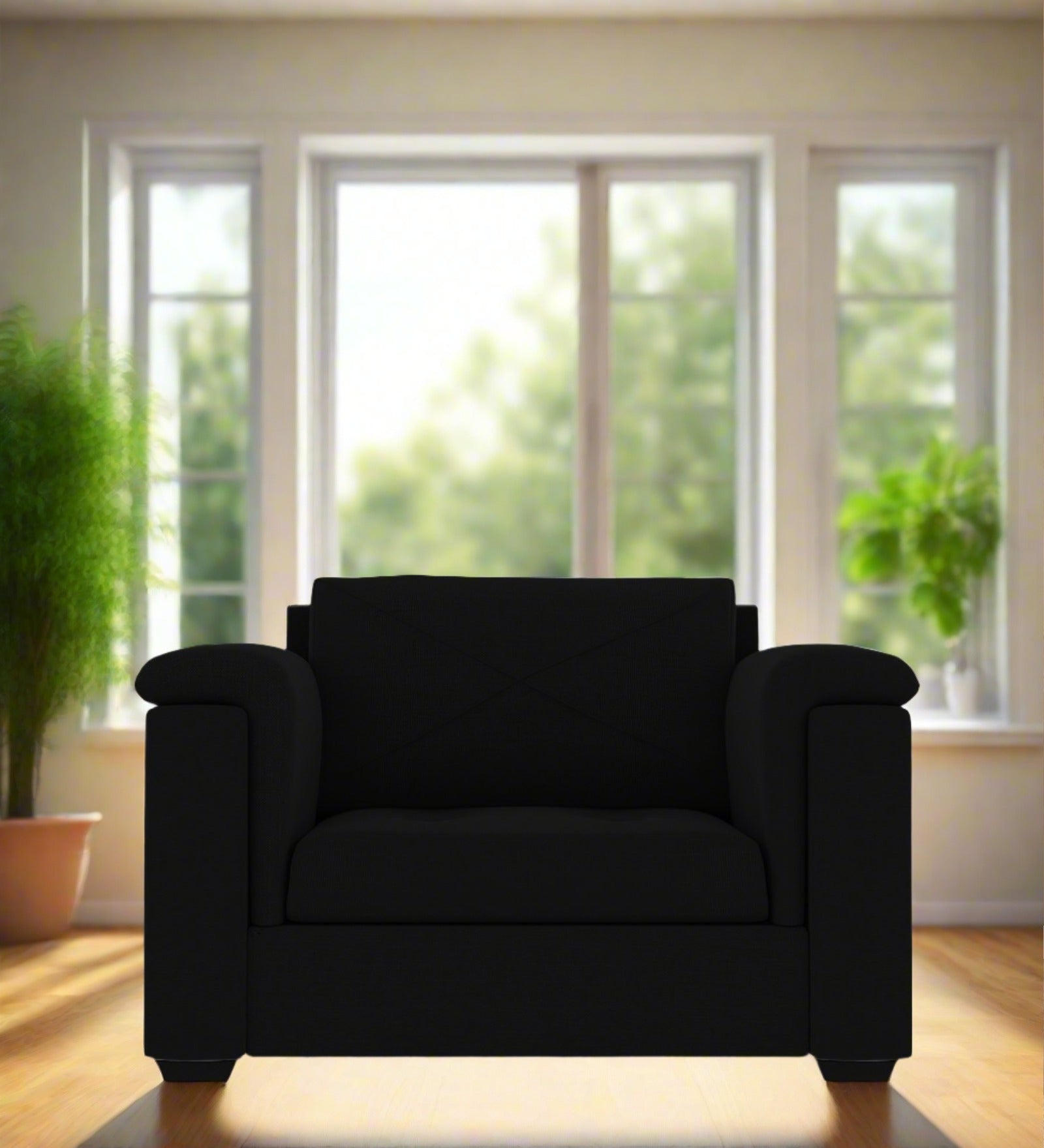Andres Fabric 1 Seater Sofa In Heather Black Colour - Febonic Living