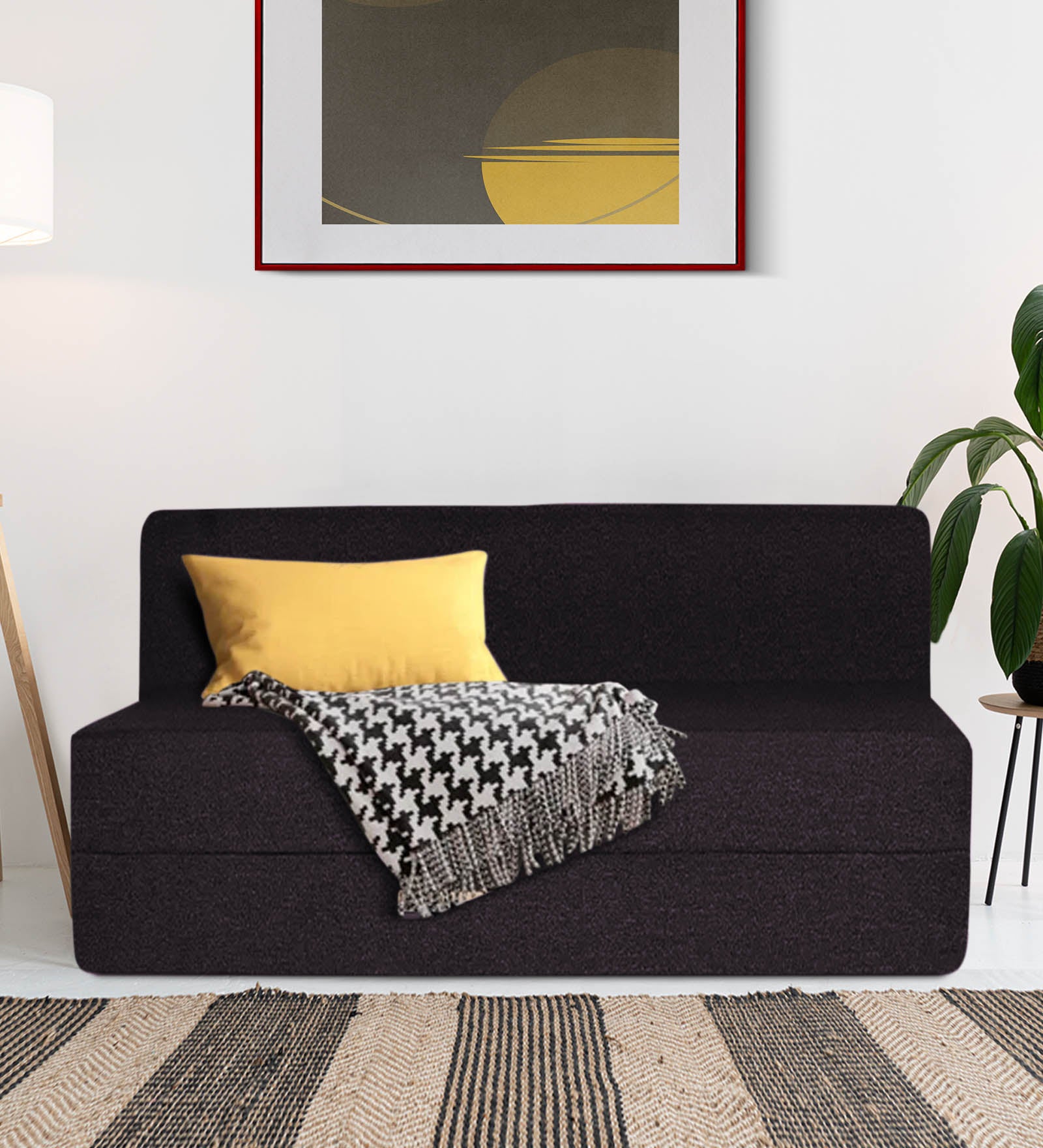 Fleepy Fabric 2 Seater Foldable Sofa Cum Bed In Cara Brown Colour - Febonic Living