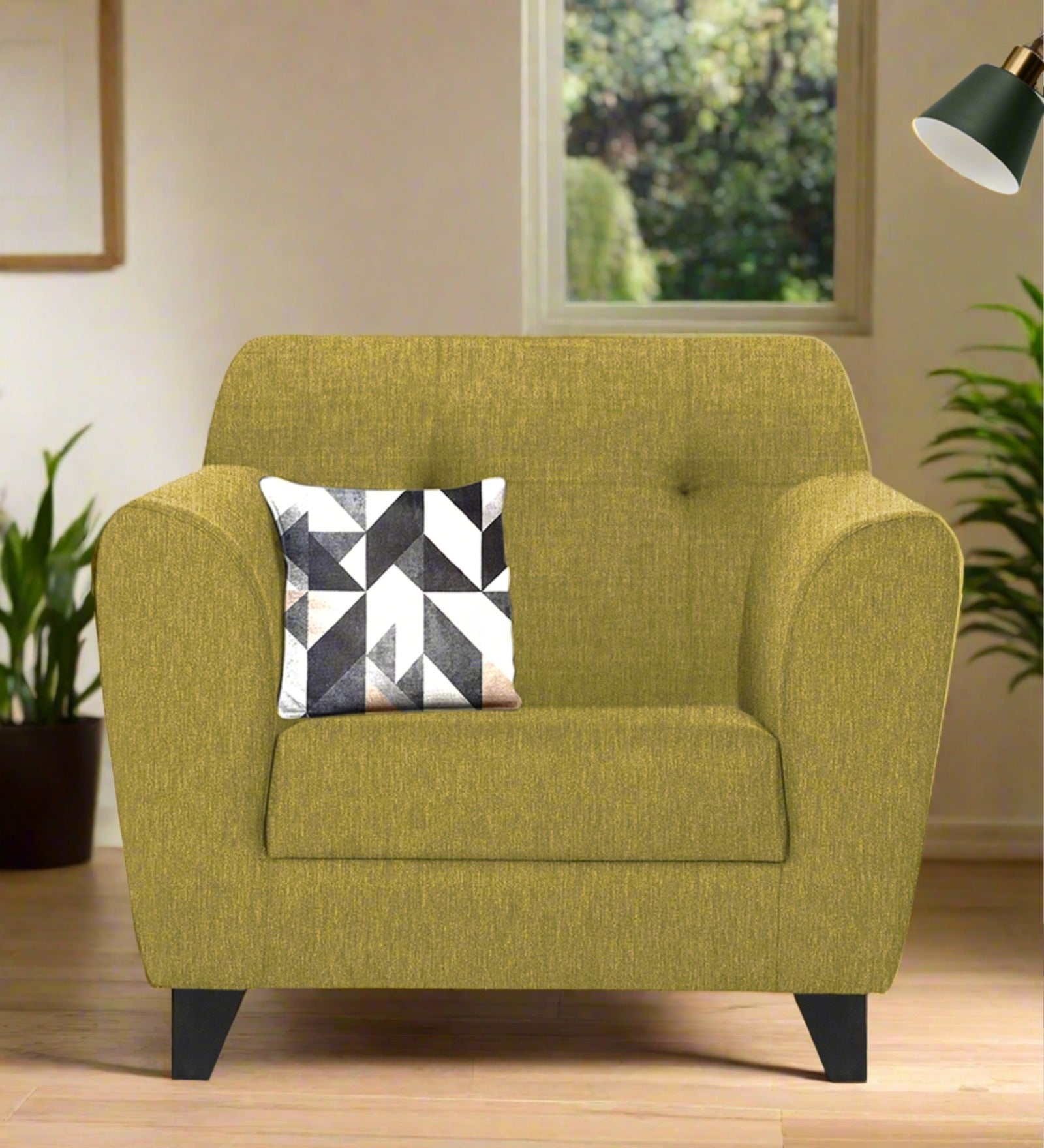 Melaan Fabric 1 Seater Sofa In Parrot Green Colour - Febonic Living