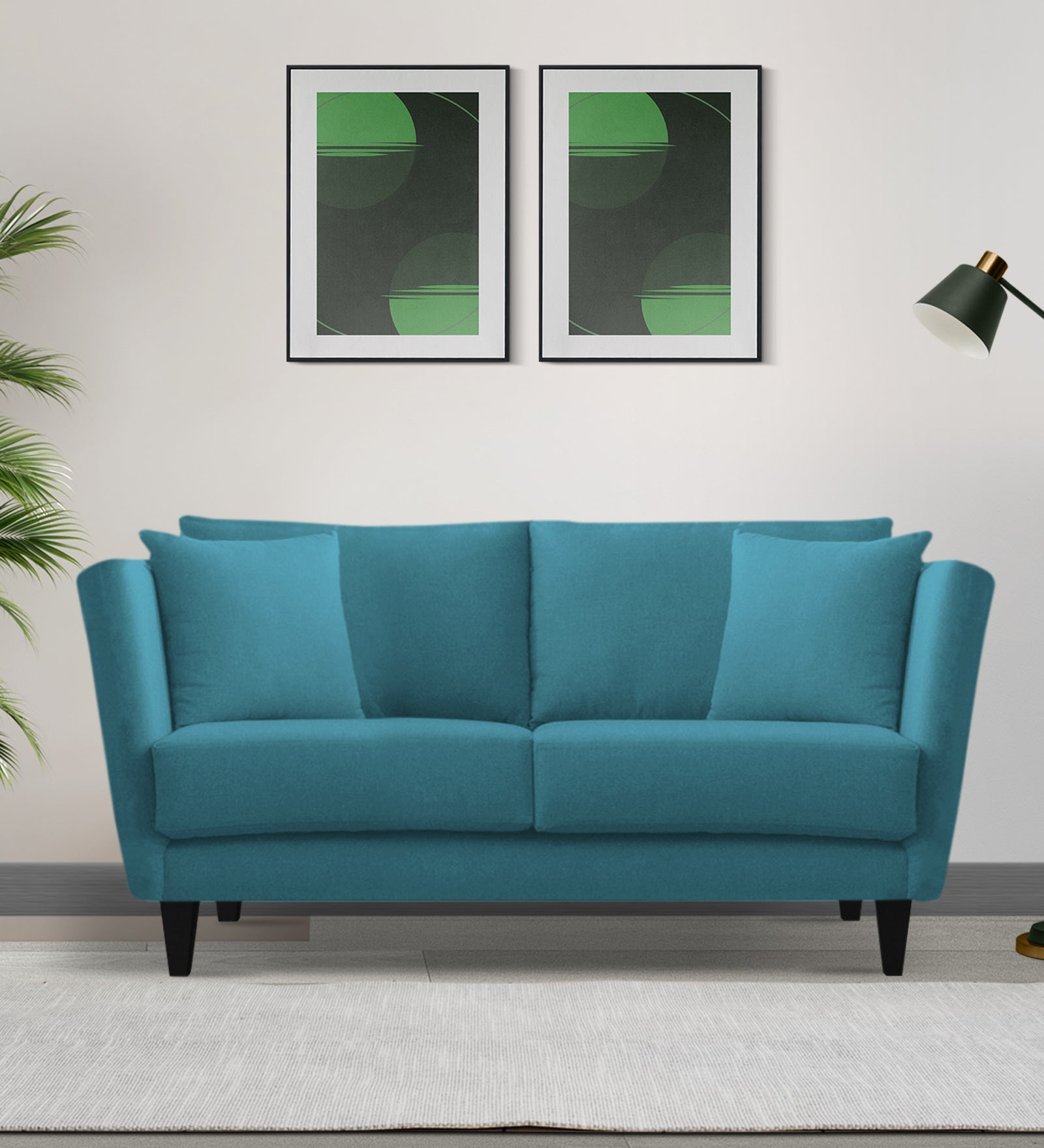 Norway Velvet 2 Seater Sofa In Aqua Blue Colour - Febonic Living