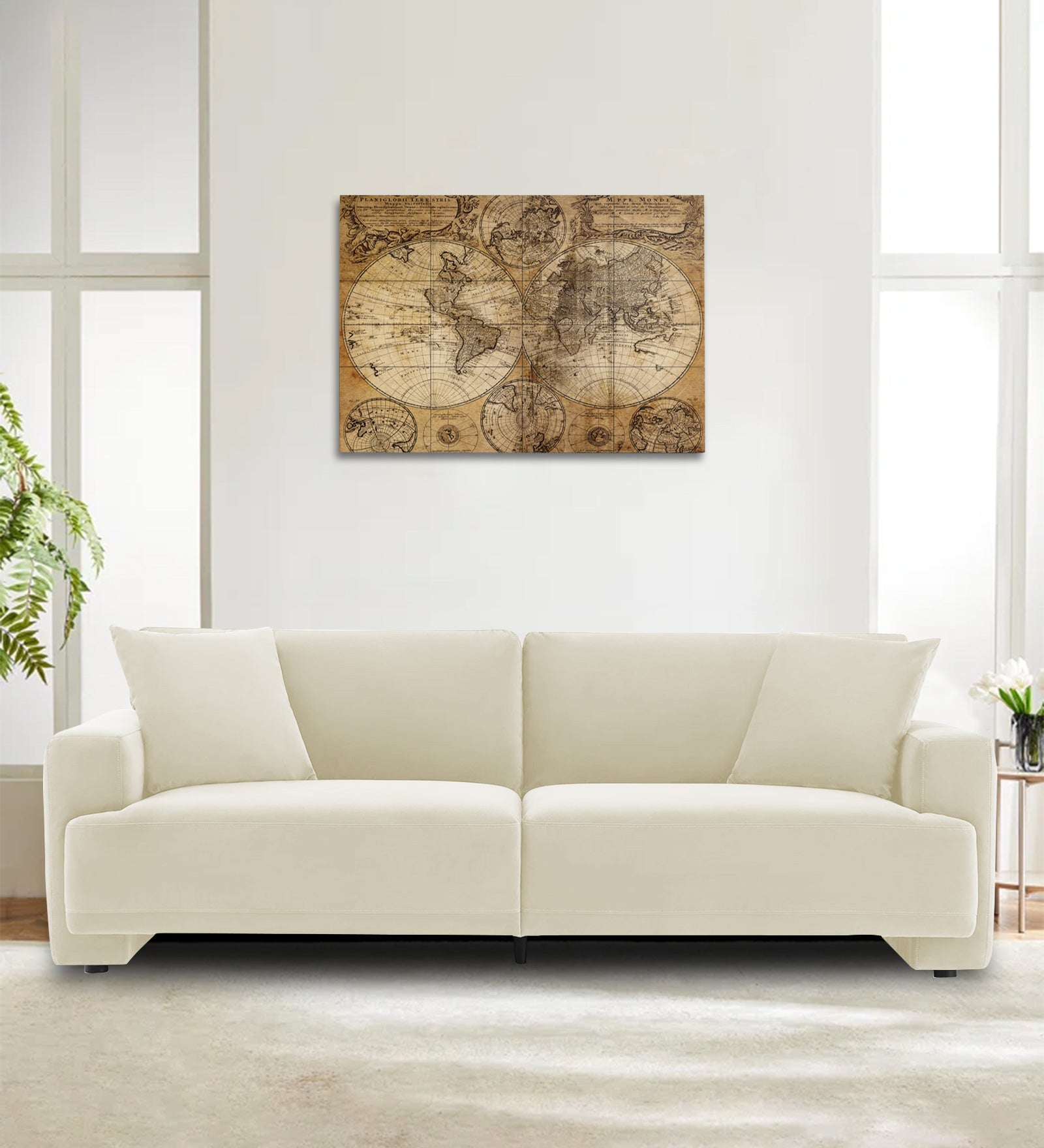 Kosta Velvet 3 Seater Sofa In Warm White Colour - Febonic Living