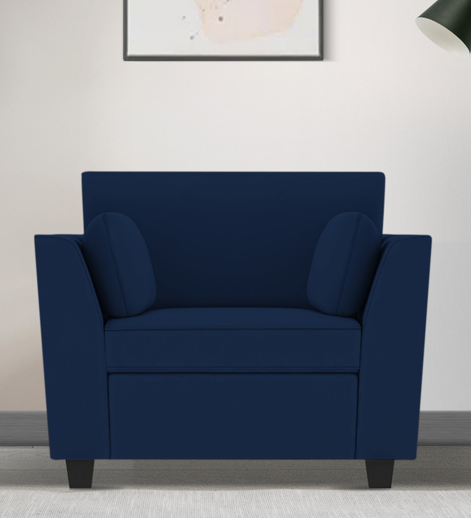 Bristo Velvet 1 Seater Sofa In Imperial Blue Colour With Storage - Febonic Living