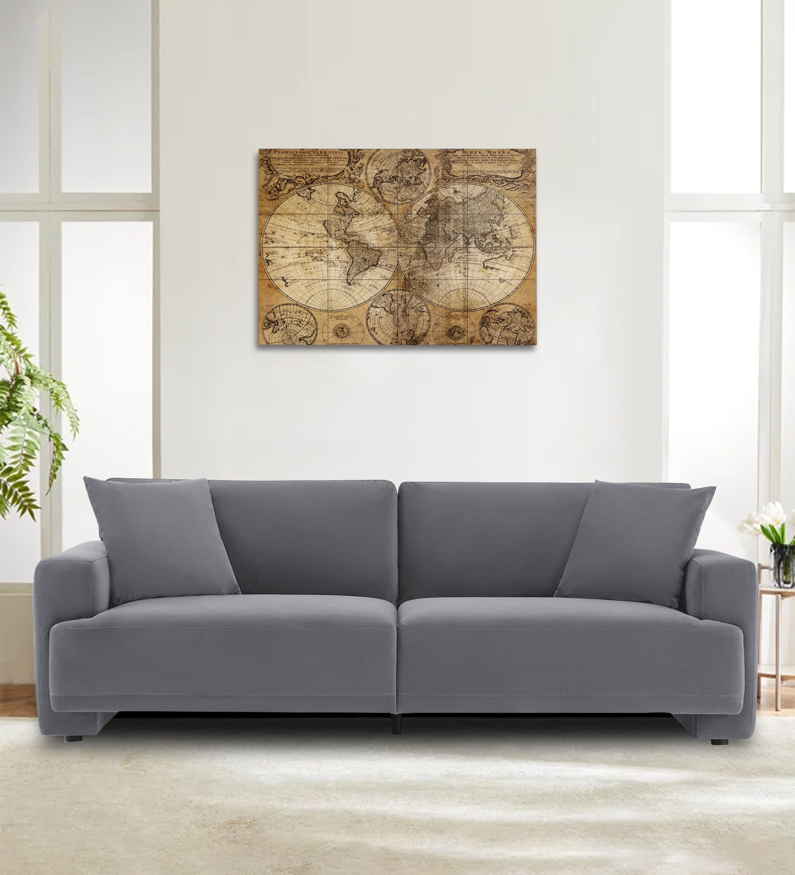 Kosta Velvet 3 Seater Sofa In Pubble Grey Colour - Febonic Living