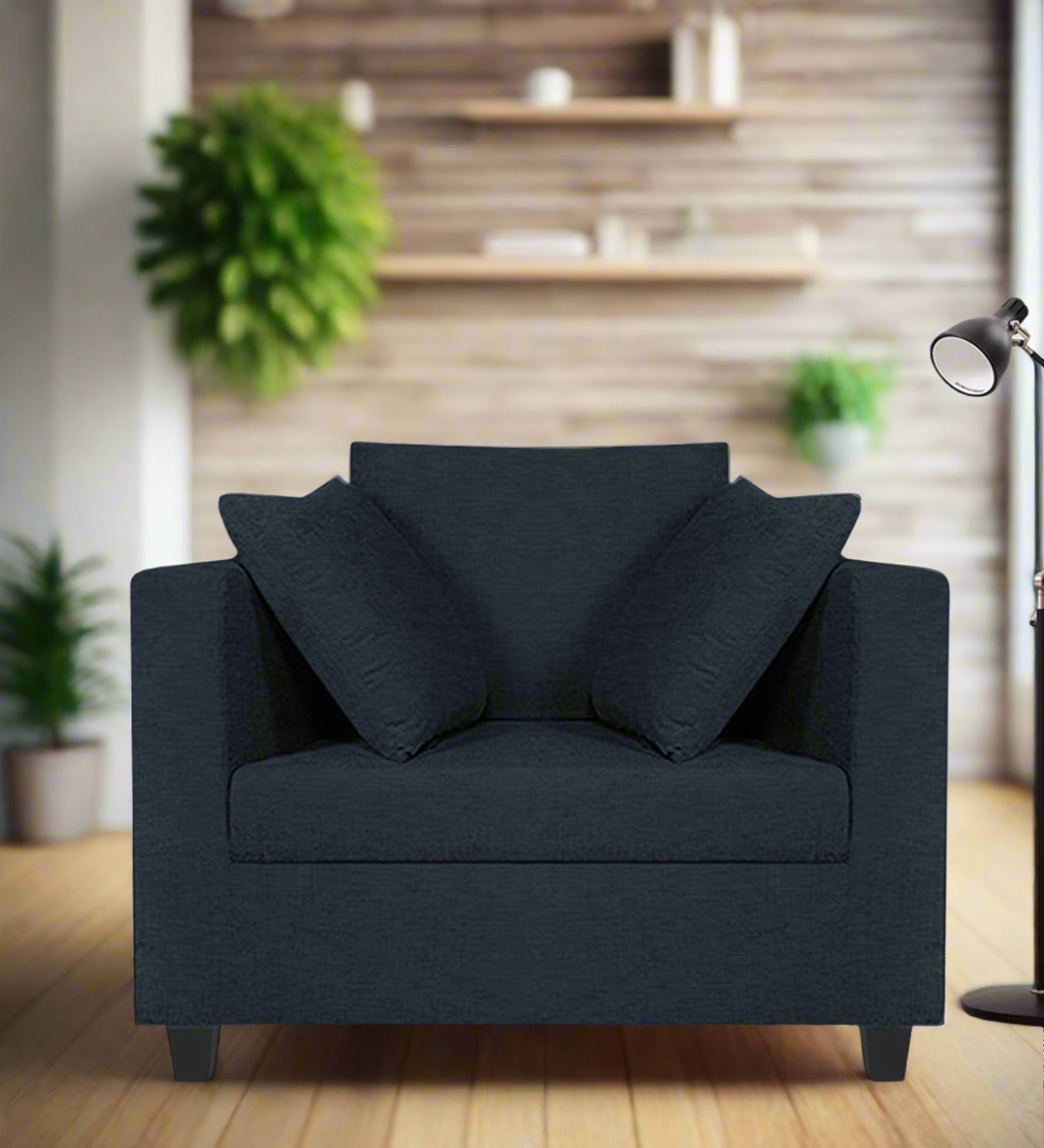 Nuska Fabric 1 Seater Sofa In Denim Blue Colour - Febonic Living
