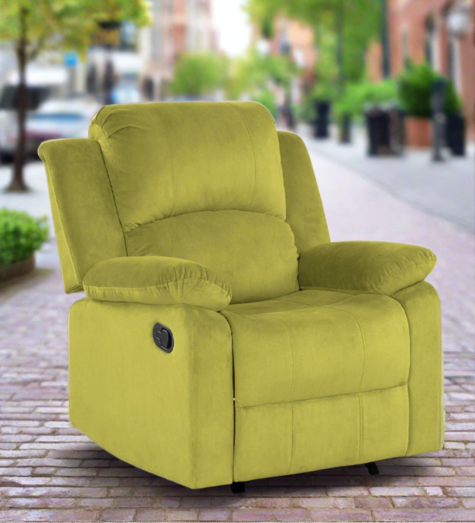 Henry Fabric 1 Seater Manual Recliner In Parrot Green Colour - Febonic Living