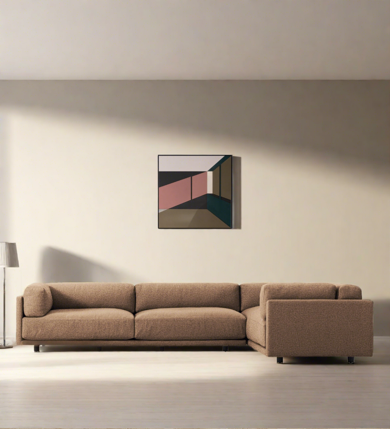 Nixon Fabric 6 Seater LHS Corner Sofa In Cookie Beige Colour - Febonic Living