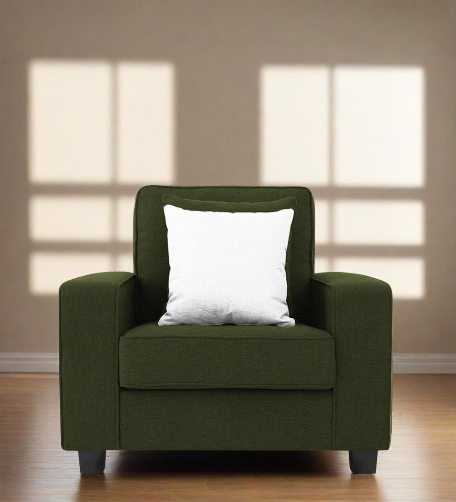 Ladybug Fabric 1 Seater Sofa In Olive Green Colour - Febonic Living