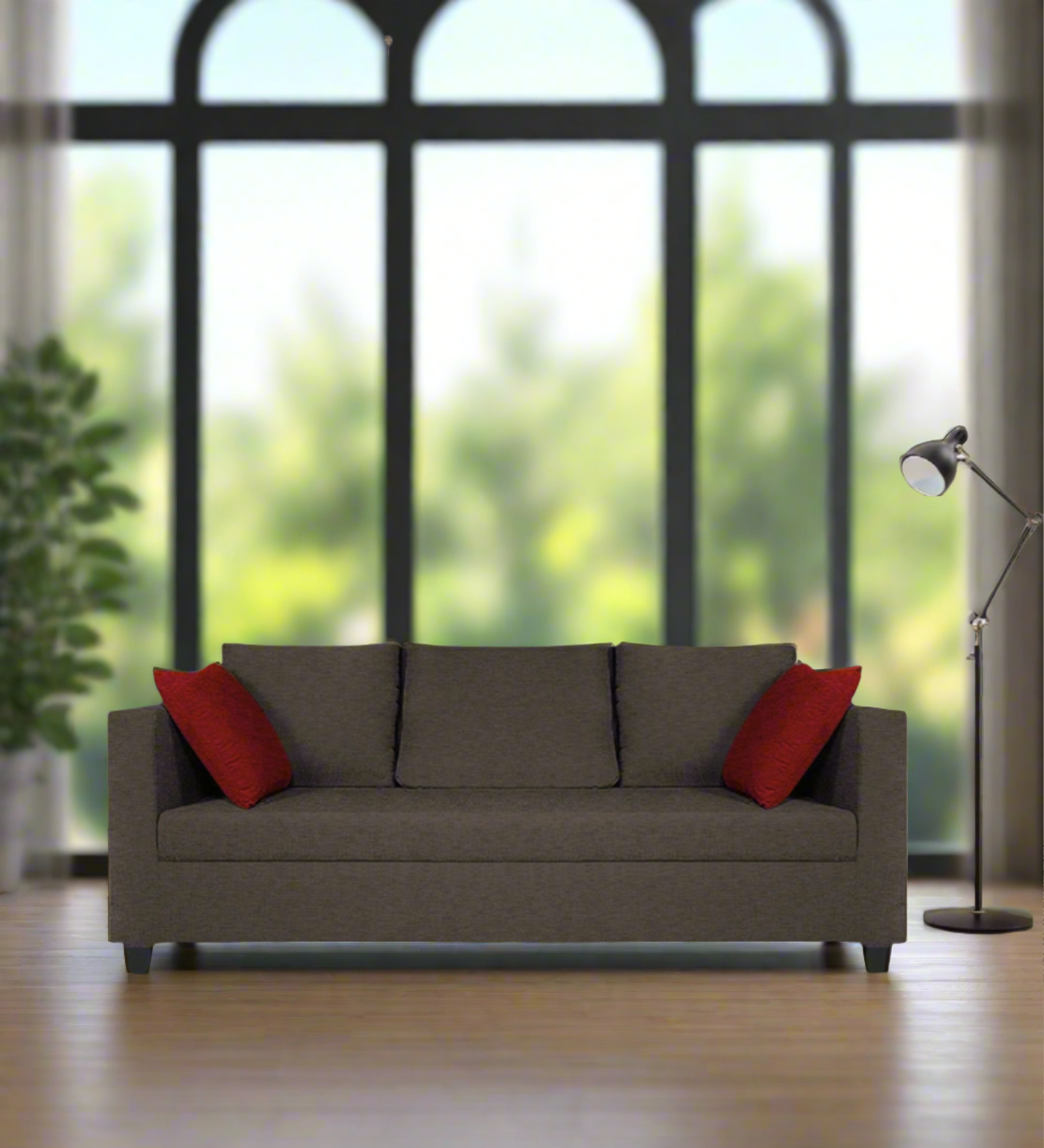 Nuska Fabric 3 Seater Sofa In Caspa Brown Colour - Febonic Living