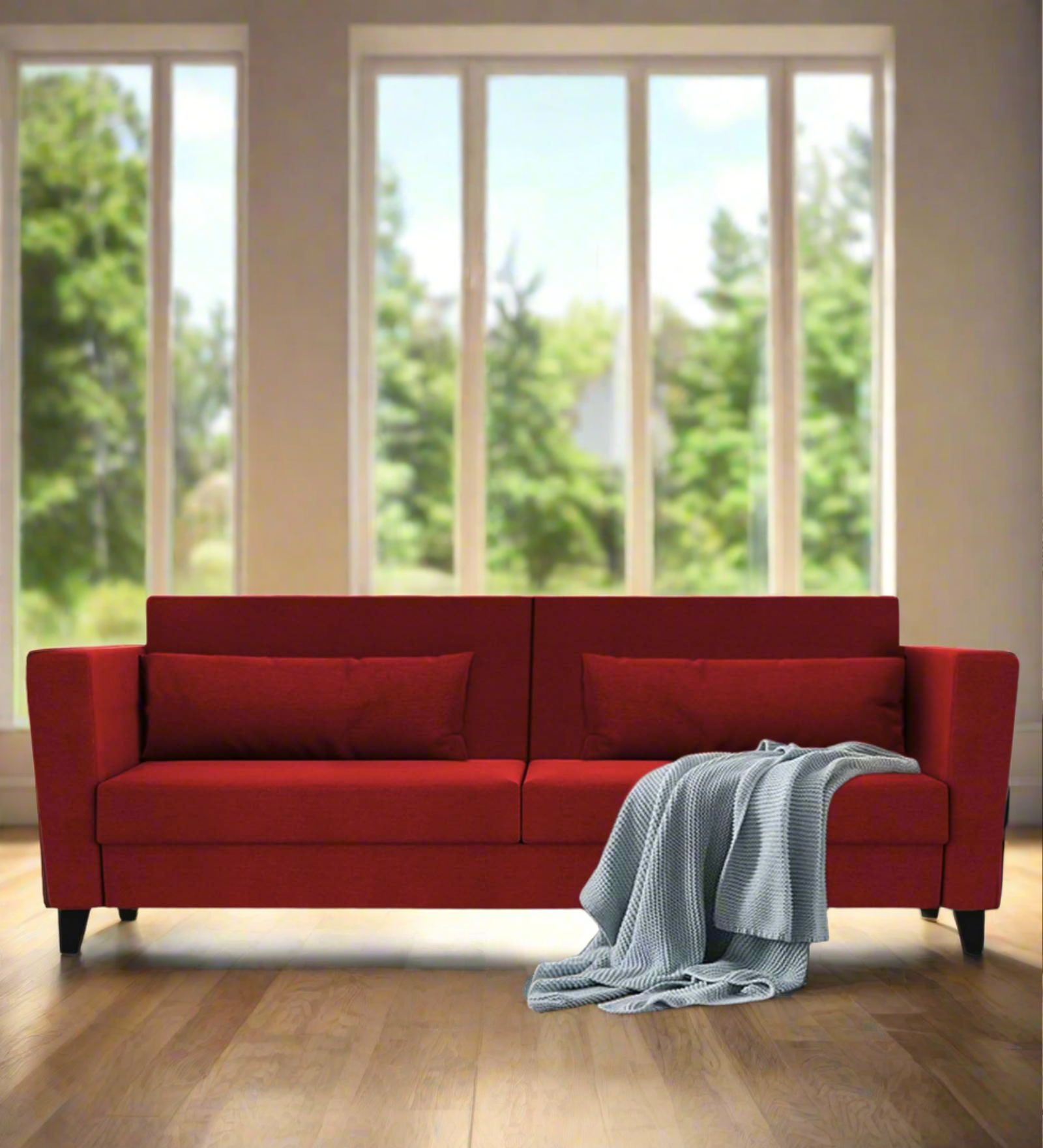 Tokyo Fabric 3 Seater Sofa In Blood Maroon Colour - Febonic Living