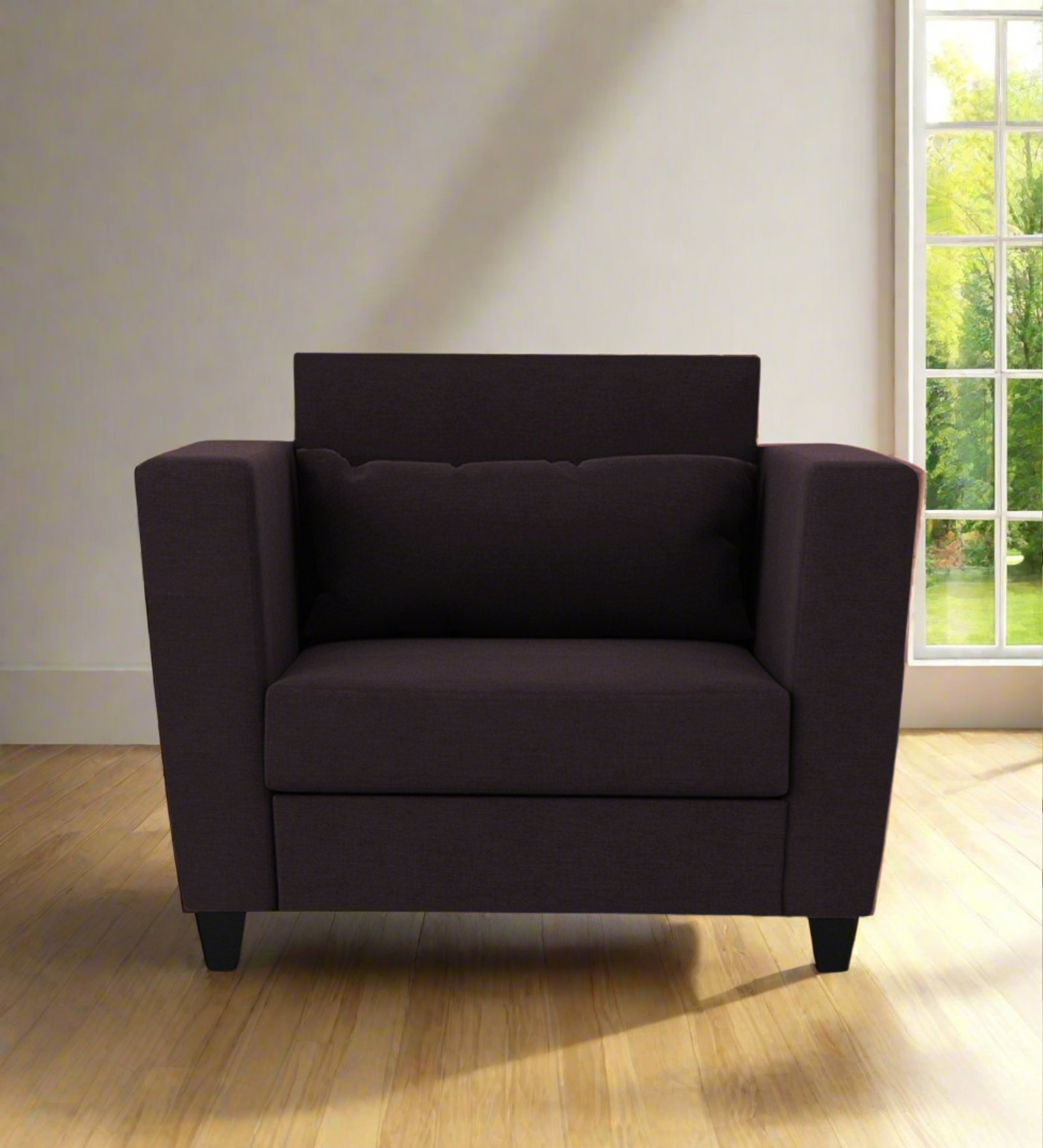 Tokyo 1 Seater Fabric Sofa - Cara Brown by Febonic Living