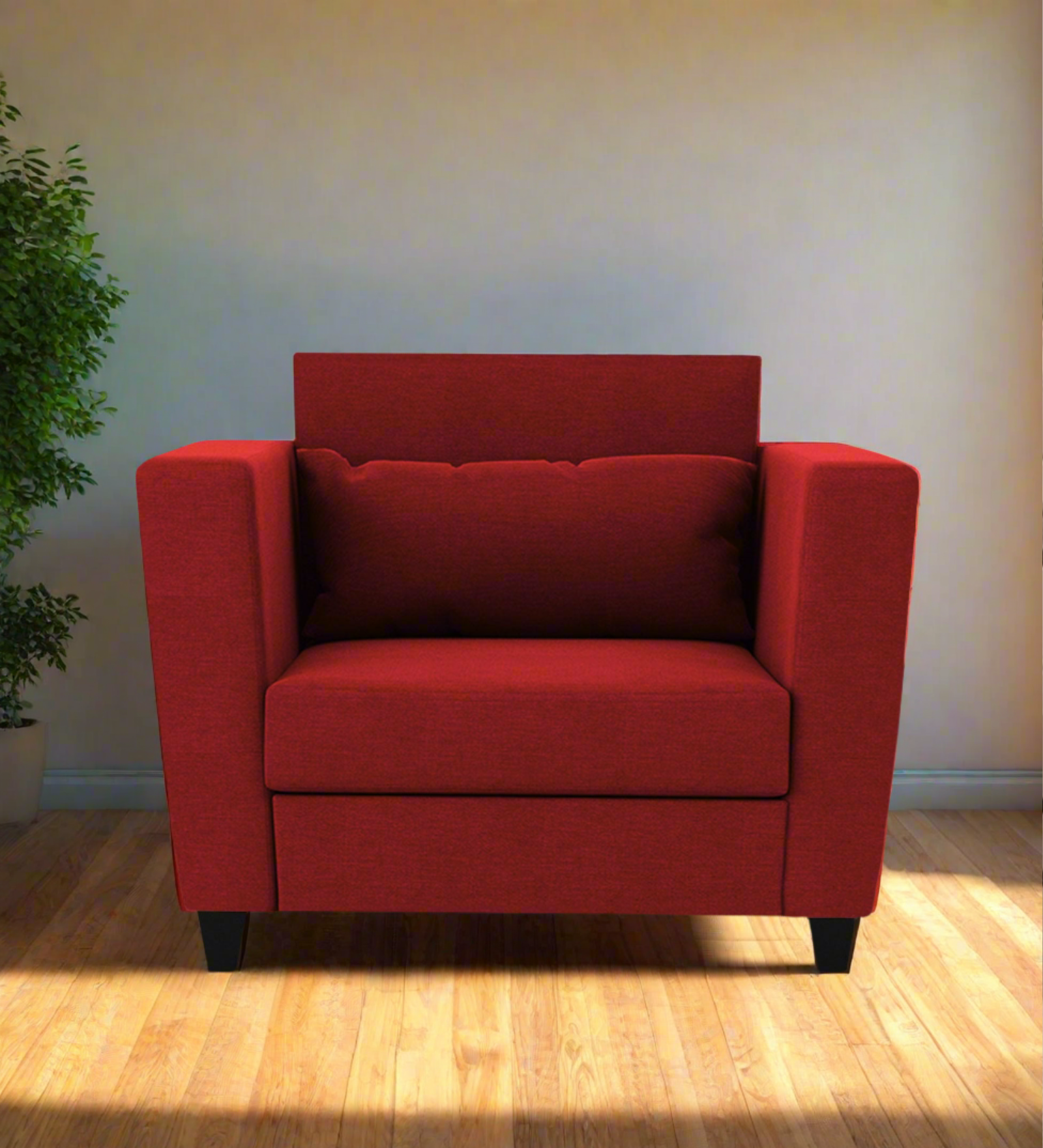 Tokyo Fabric 1 Seater Sofa In Blood Maroon Colour - Febonic Living
