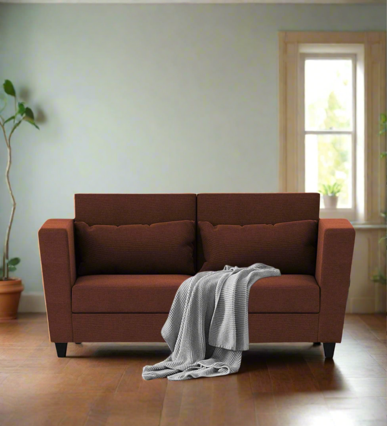 Tokyo Fabric 2 Seater Sofa In Coffee Brown Colour - Febonic Living