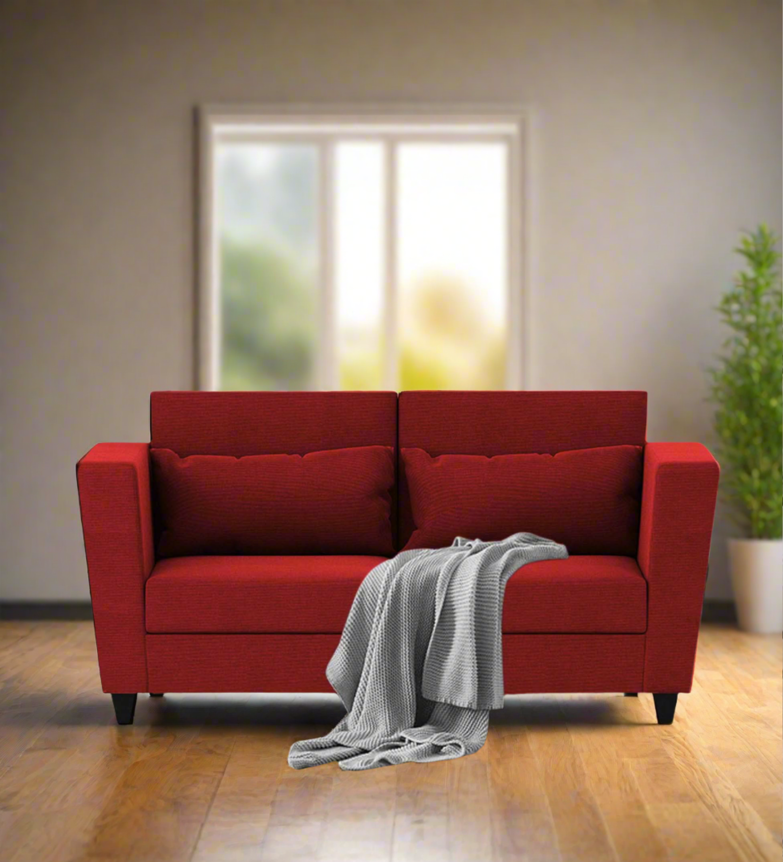 Tokyo Fabric 2 Seater Sofa in Blood Maroon Colour