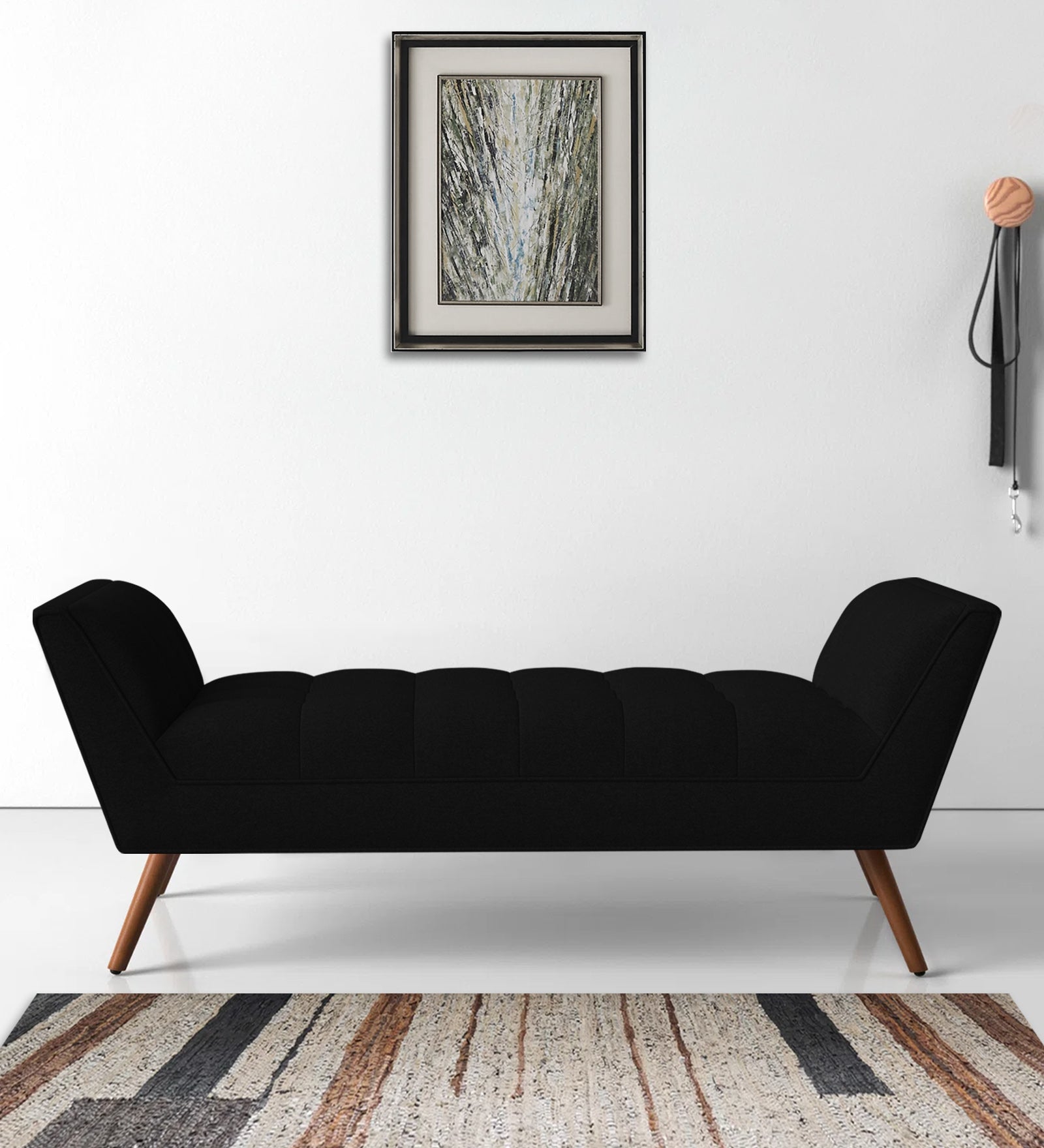 Cartes Velvet Bench In Adam Black Colour
