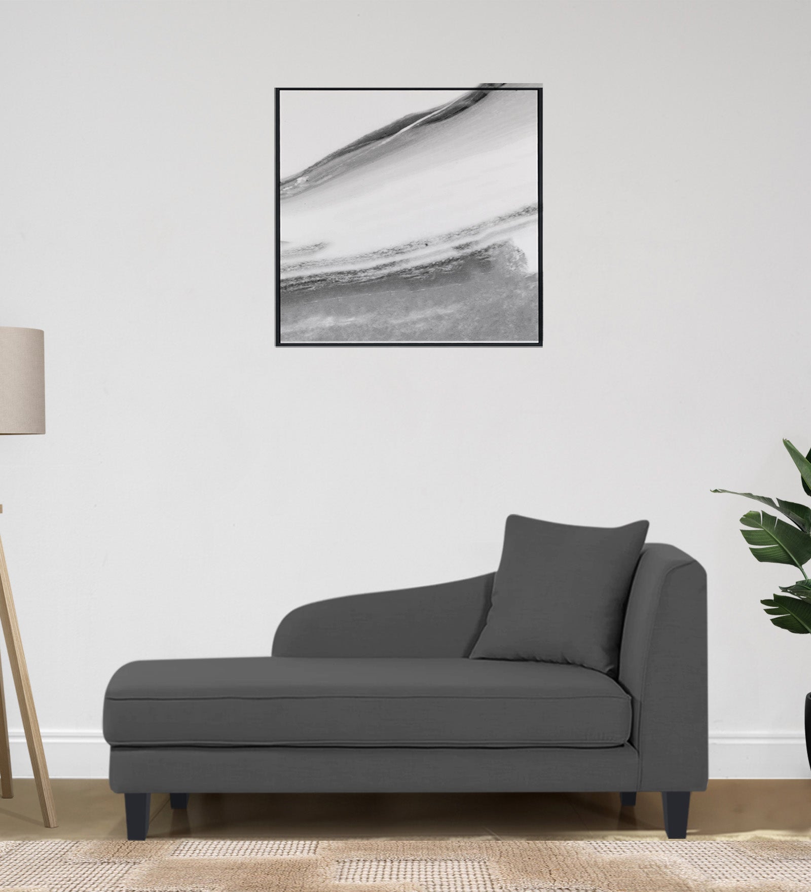 Louis Fabric LHS Chaise Lounger In Charcoal Grey Colour - Febonic Living