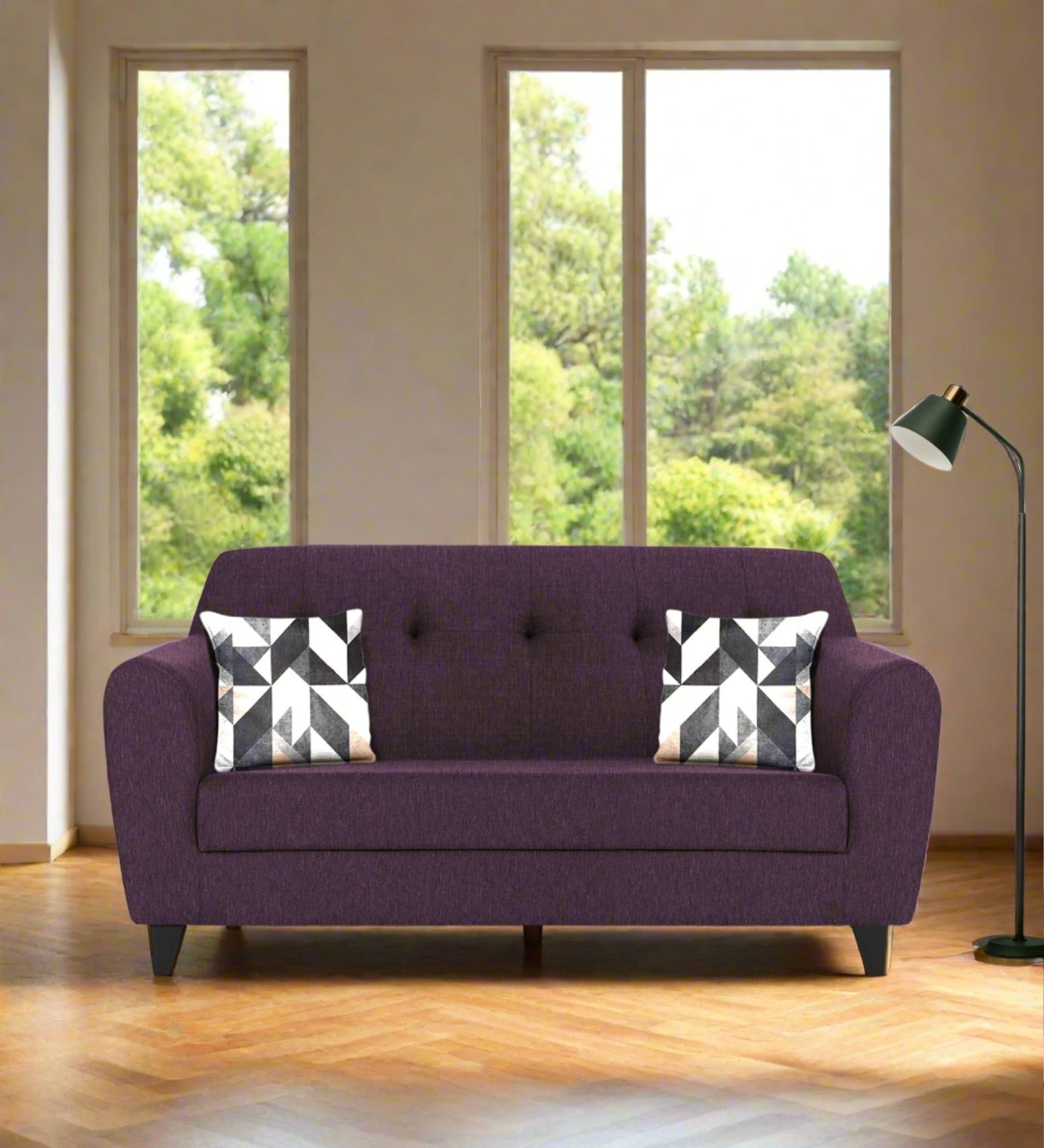 Melaan Fabric 2 Seater Sofa In Greek Purple Colour - Febonic Living