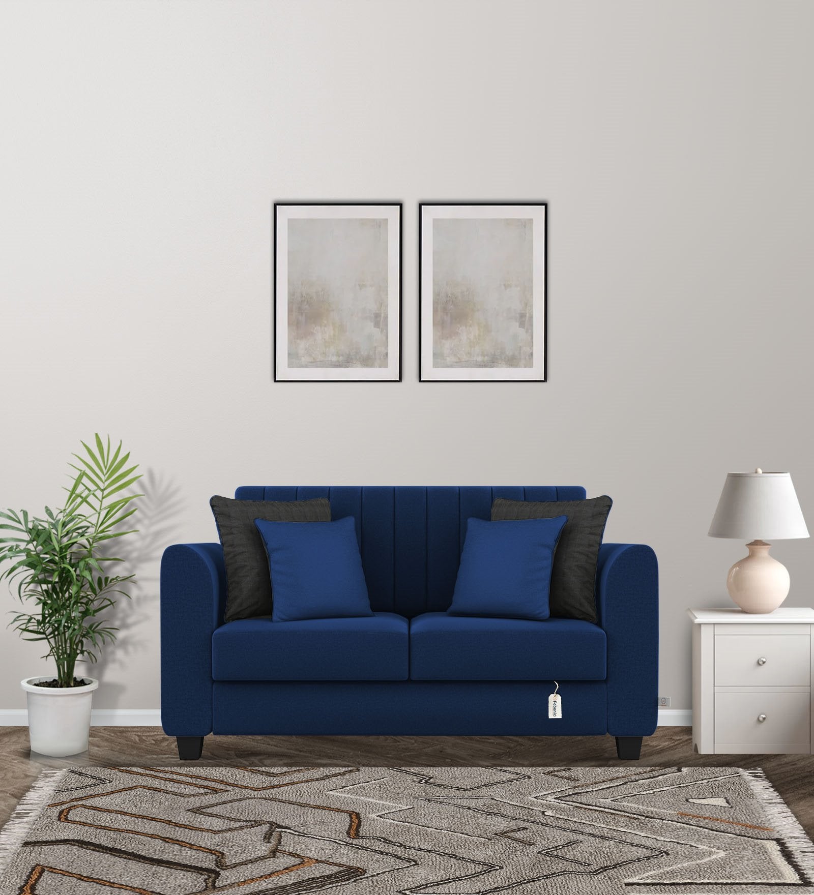 Cosmic Fabric 2 Seater Sofa In Royal Blue Colour - Febonic Living