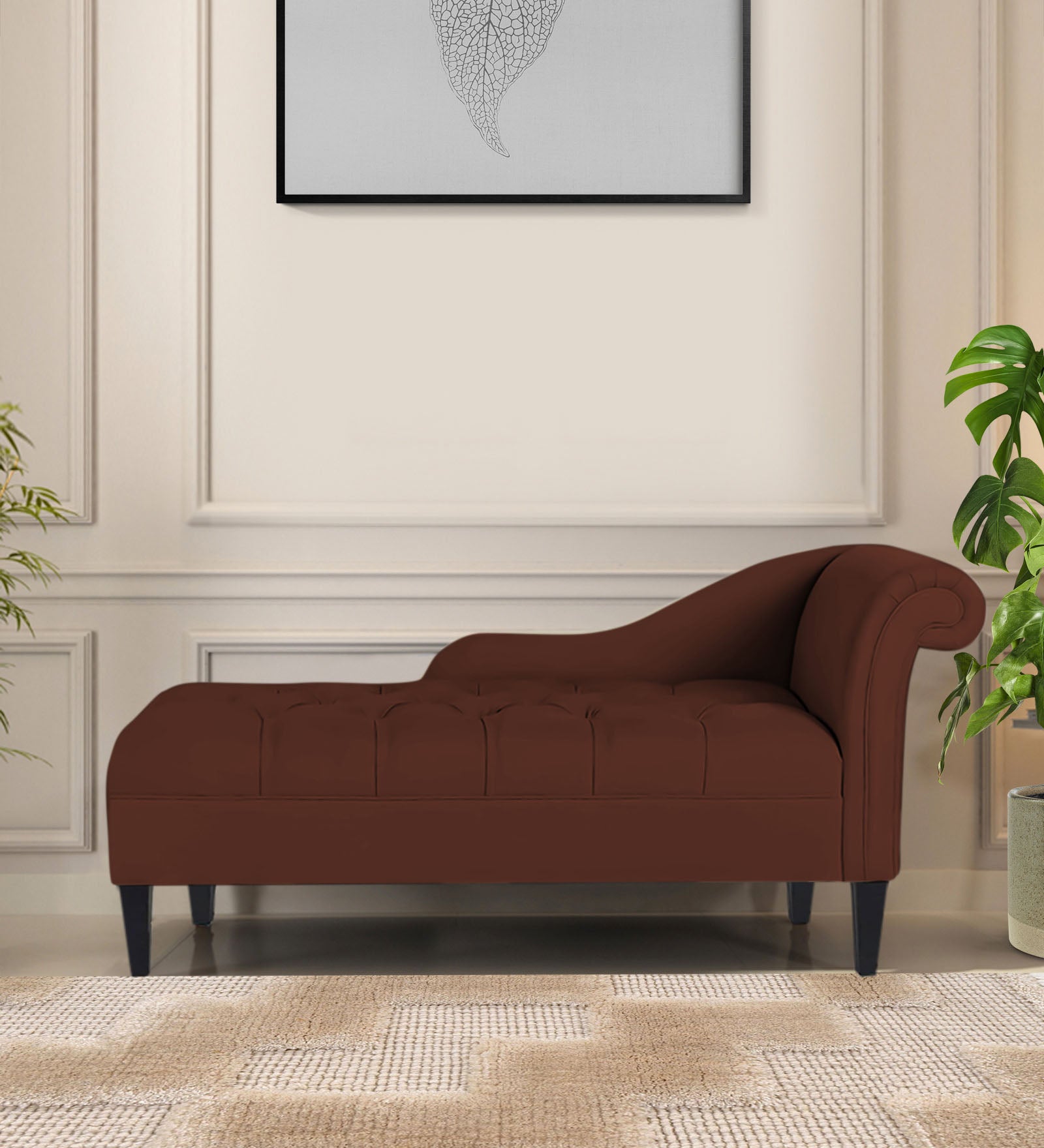 Adria Fabric LHS Chaise Lounger In Coffee Brown Colour - Febonic Living