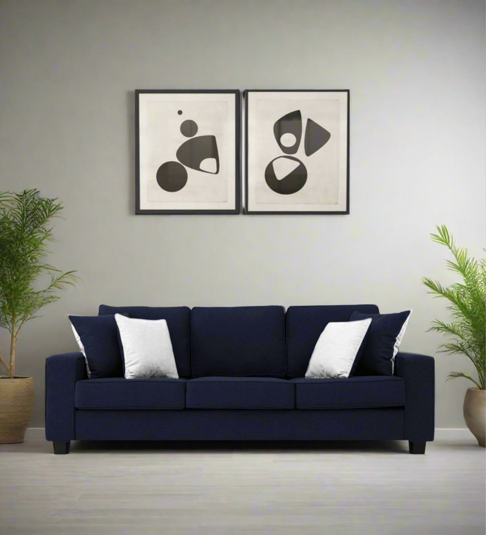 Ladybug Fabric 3 Seater Sofa In Royal Blue Colour - Febonic Living