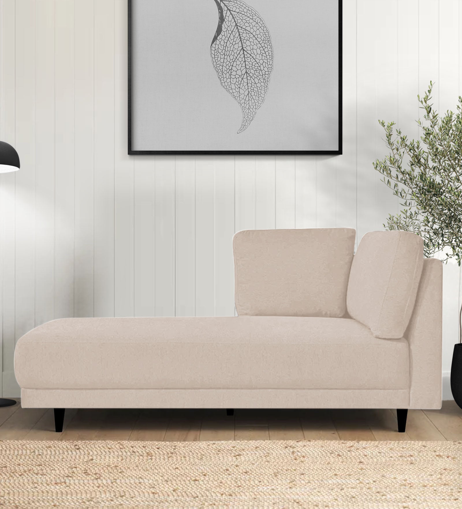 Jonze Velvet LHS Chaise Lounger In Camel Beige Colour - Febonic Living