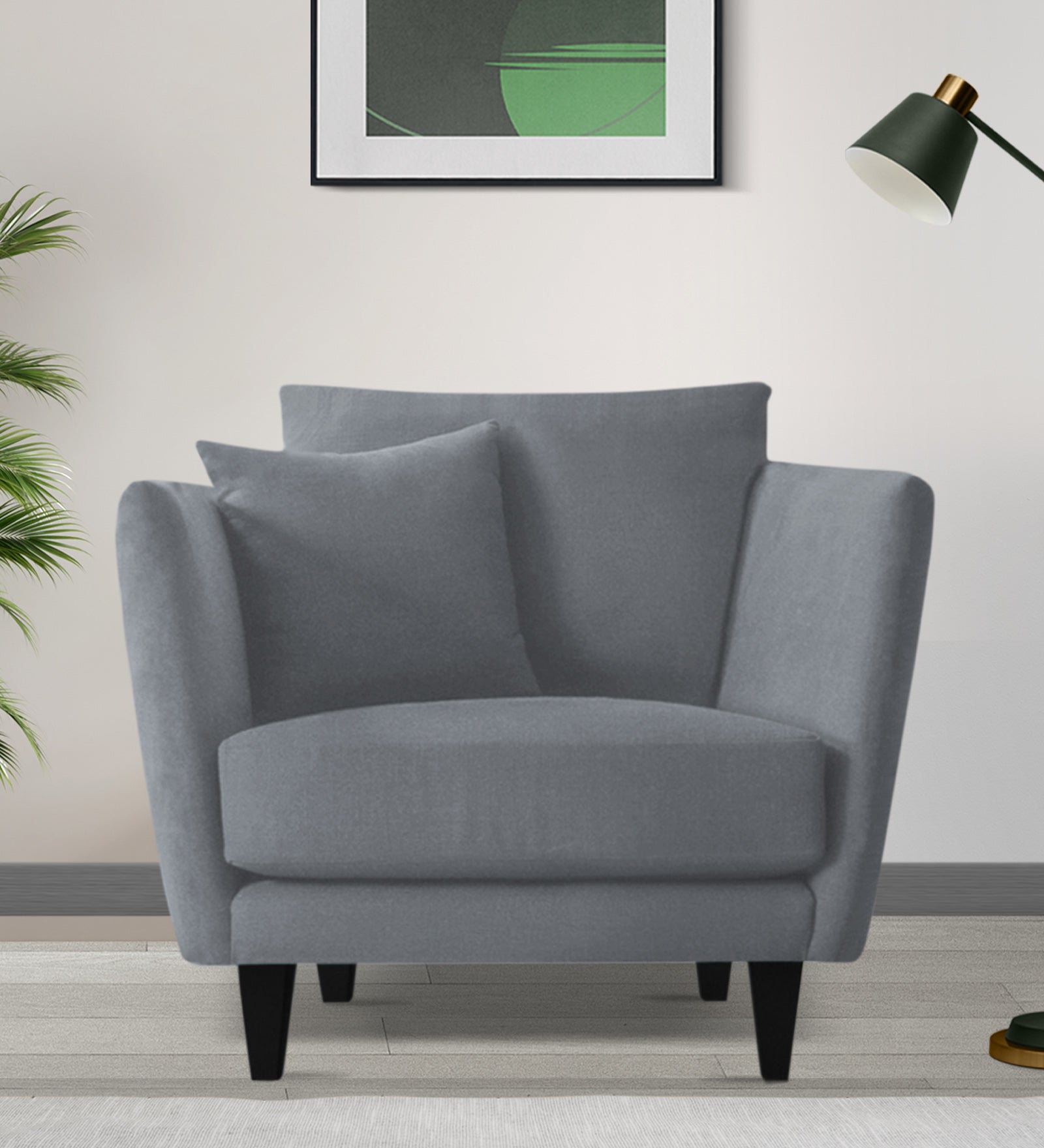 Norway Velvet 1 Seater Sofa In Pubble Grey Colour - Febonic Living