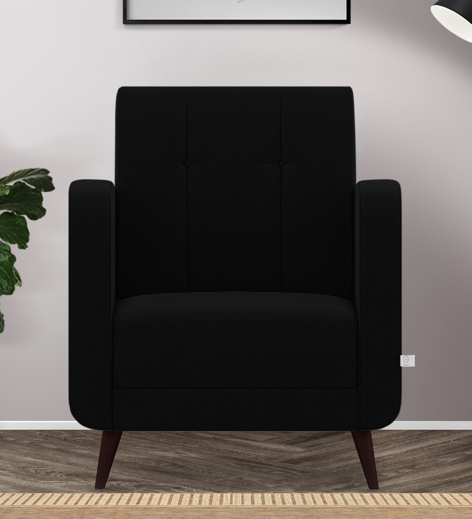 Wiki Velvet 1 Seater Sofa In Adam Black Colour