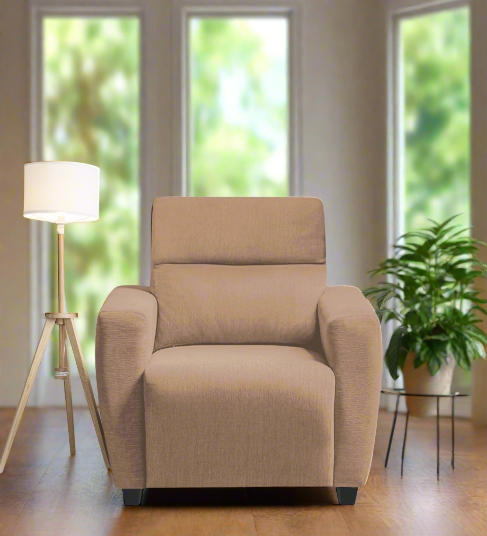 Bakadi Fabric 1 Seater Sofa In Cosmic Beige Colour - Febonic Living