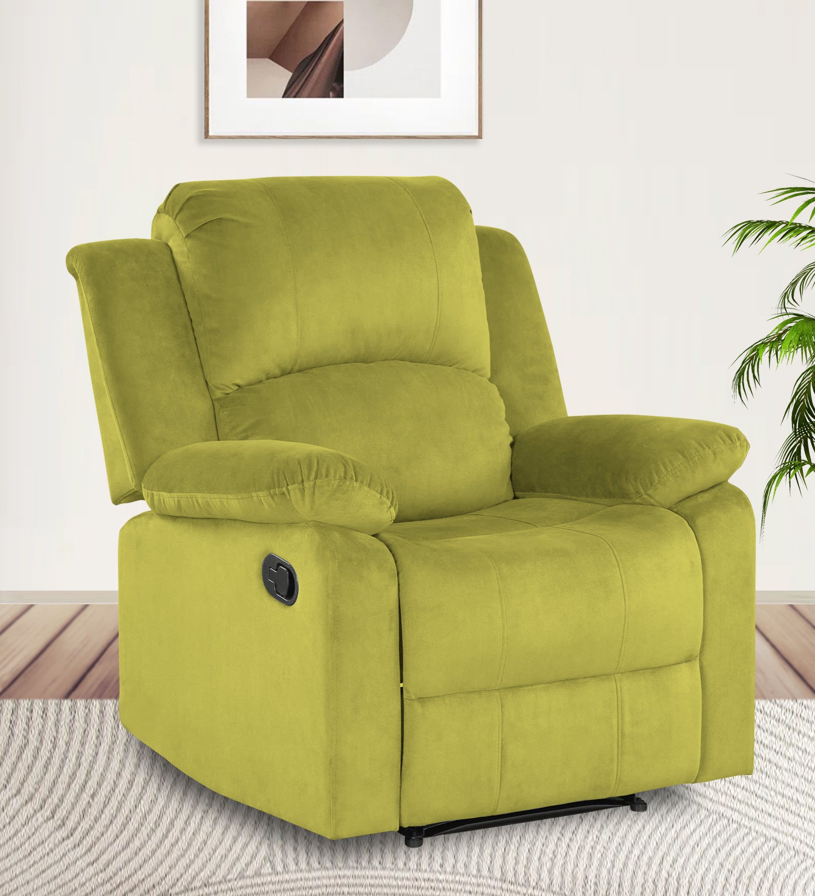 Henry Fabric 1 Seater Manual Recliner In Parrot Green Colour - Febonic Living