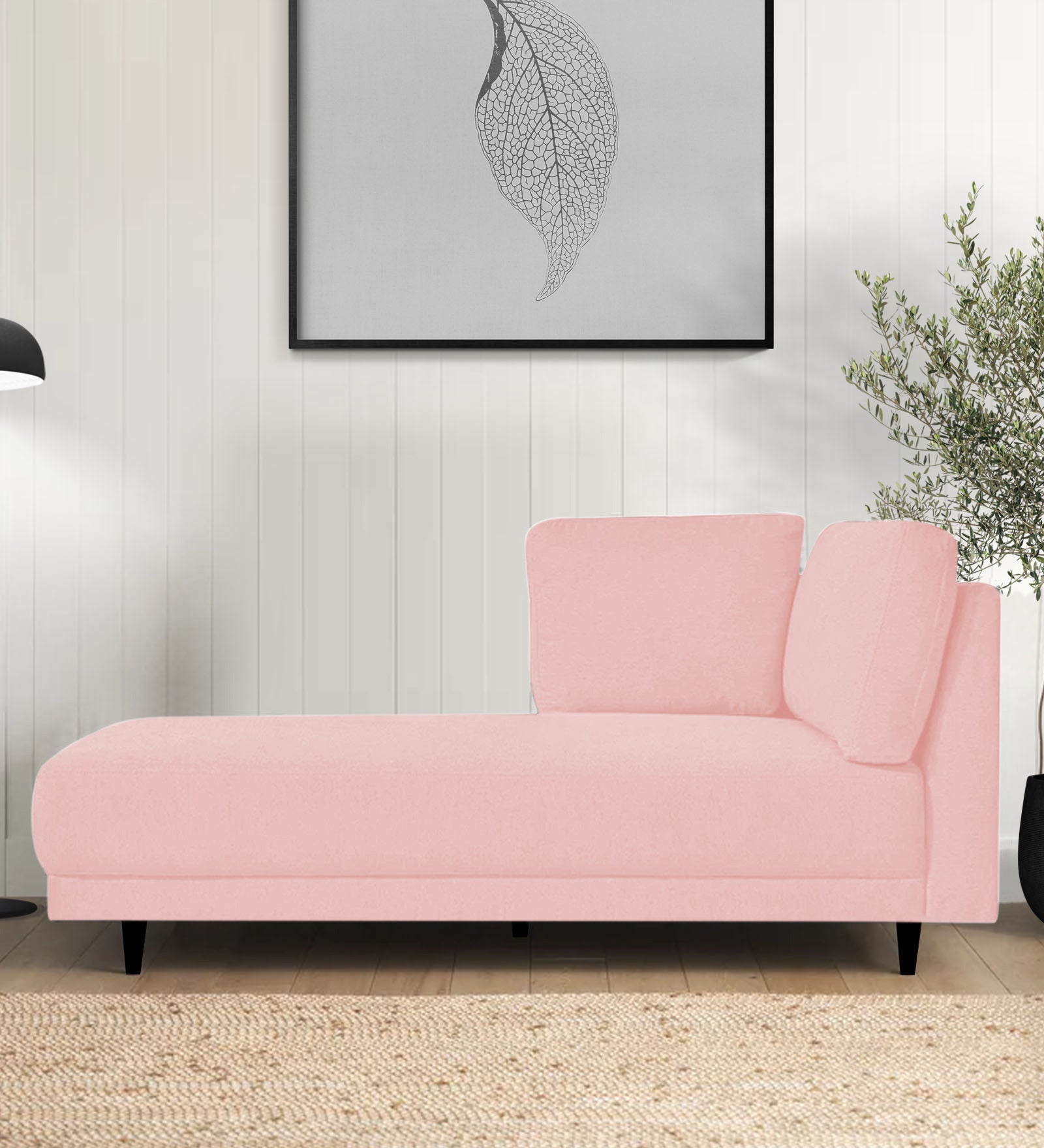 Jonze Velvet LHS Chaise Lounger In Millennial Pink Colour - Febonic Living
