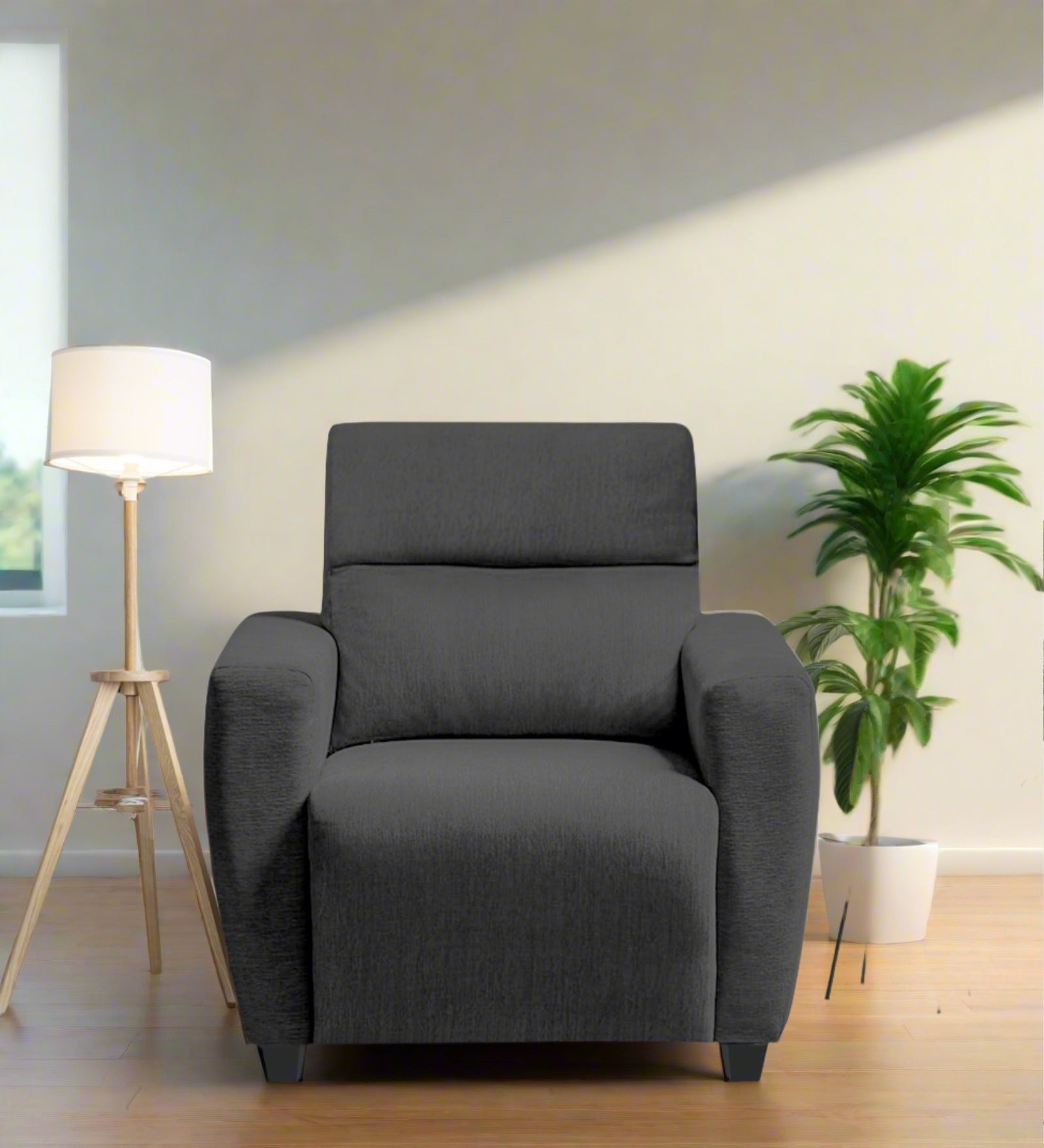 Bakadi Fabric 1 Seater Sofa In charcoal grey Colour - Febonic Living