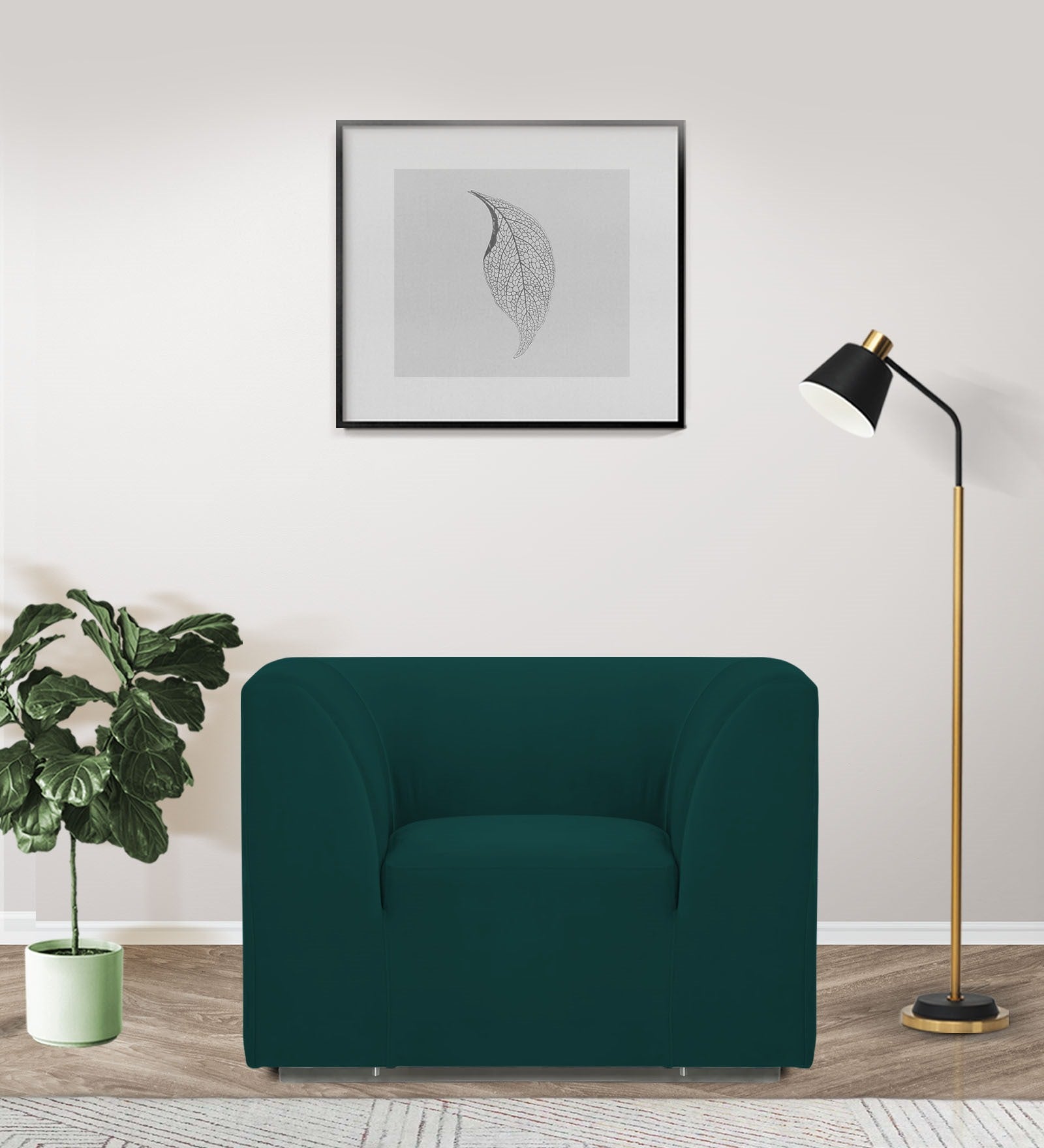 Bufa Velvet 1 Seater Sofa In Forest Green Colour - Febonic Living