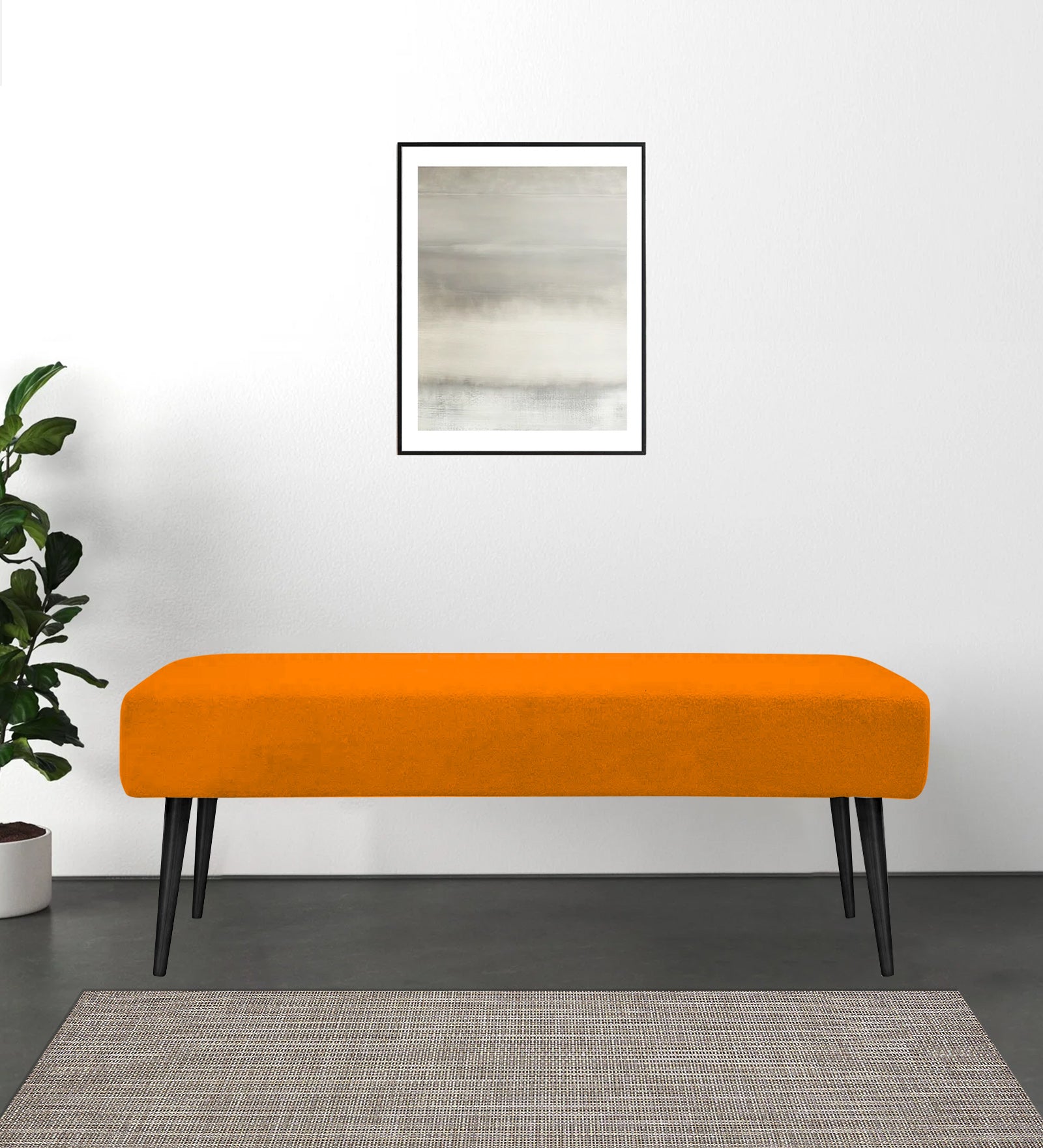 Orbit Fabric Bench In Vivid Orange Colour - Febonic Living