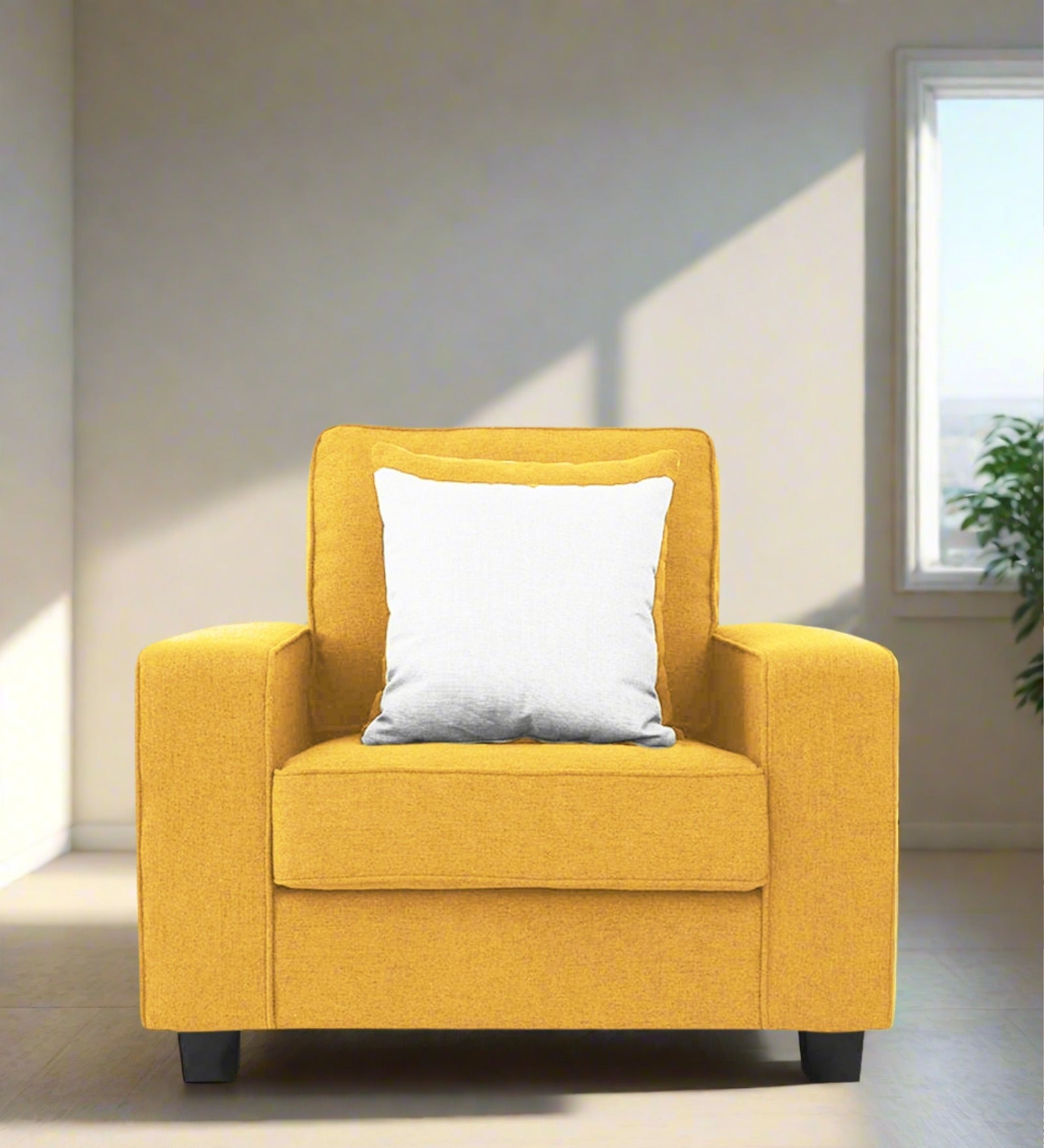 Ladybug Fabric 1 Seater Sofa In Bold Yellow Colour - Febonic Living