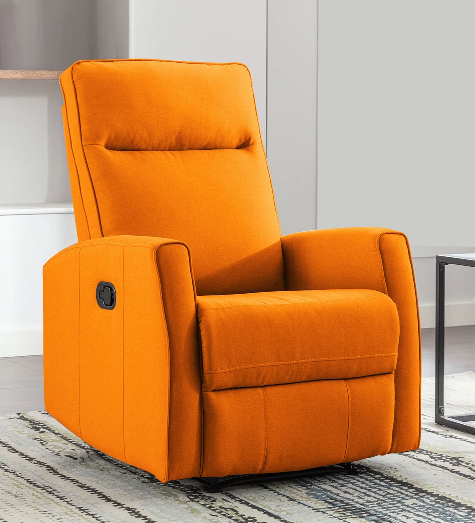 Logan Fabric 1 Seater Manual Recliner In Vivid Orange Colour - Febonic Living