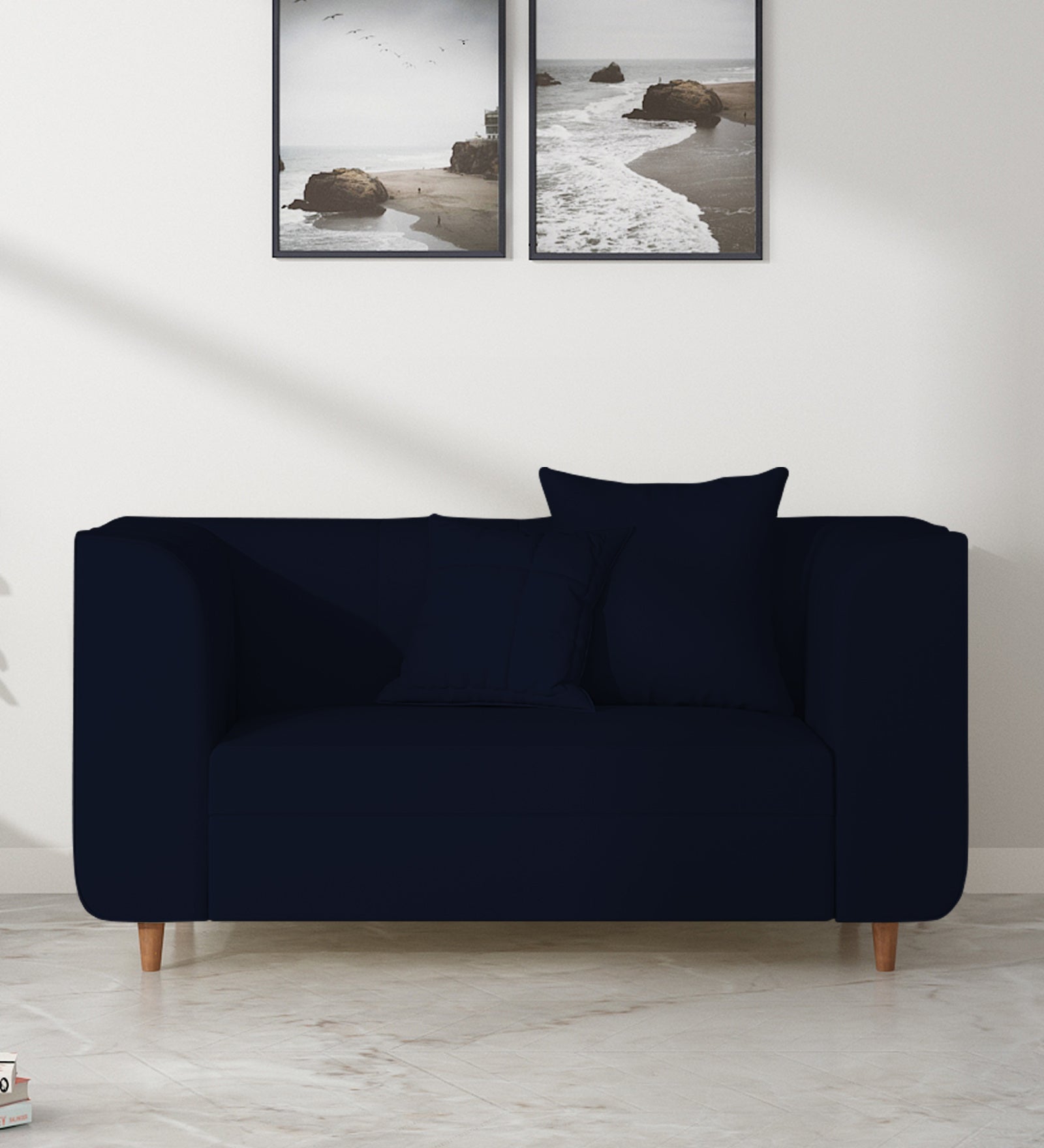 Sumo Velvet 2 Seater Sofa In Dark Blue Colour - Febonic Living