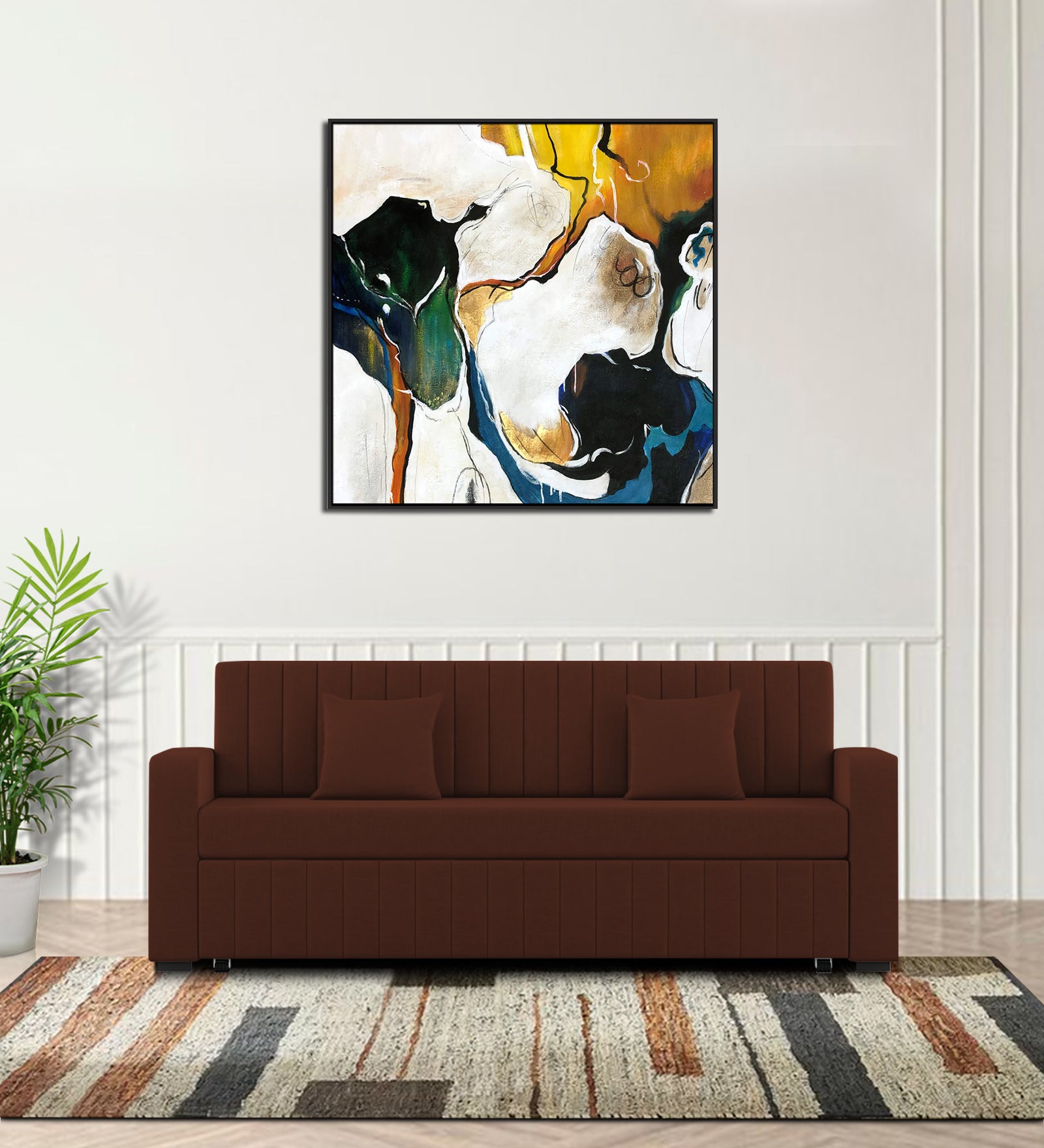 Calra Fabric 3 Seater Pull Out Sofa Cum Bed In Coffee Brown Colour With Storage - Febonic Living