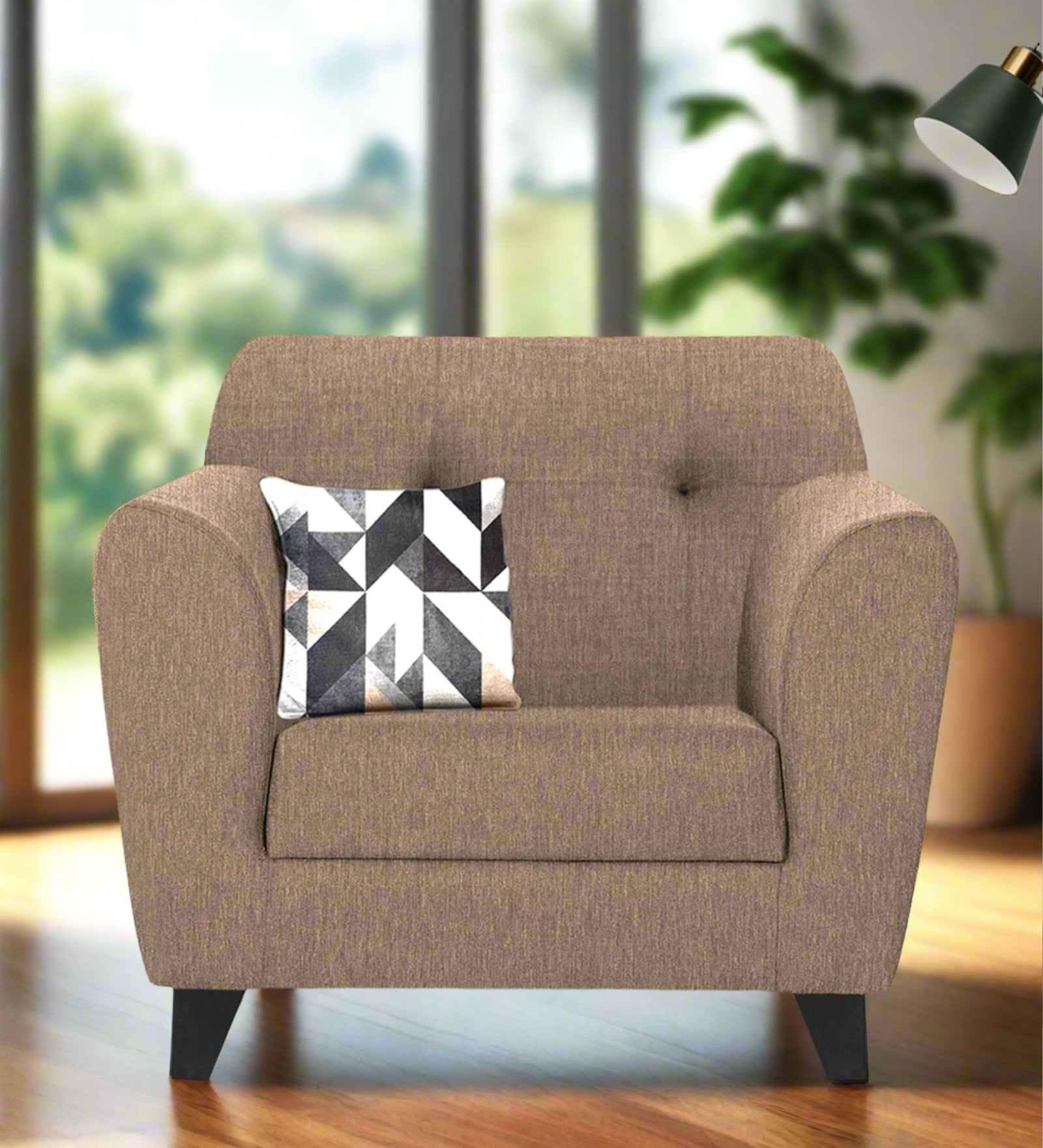 Melaan Fabric 1 Seater Sofa In Cookie Beige Colour - Febonic Living