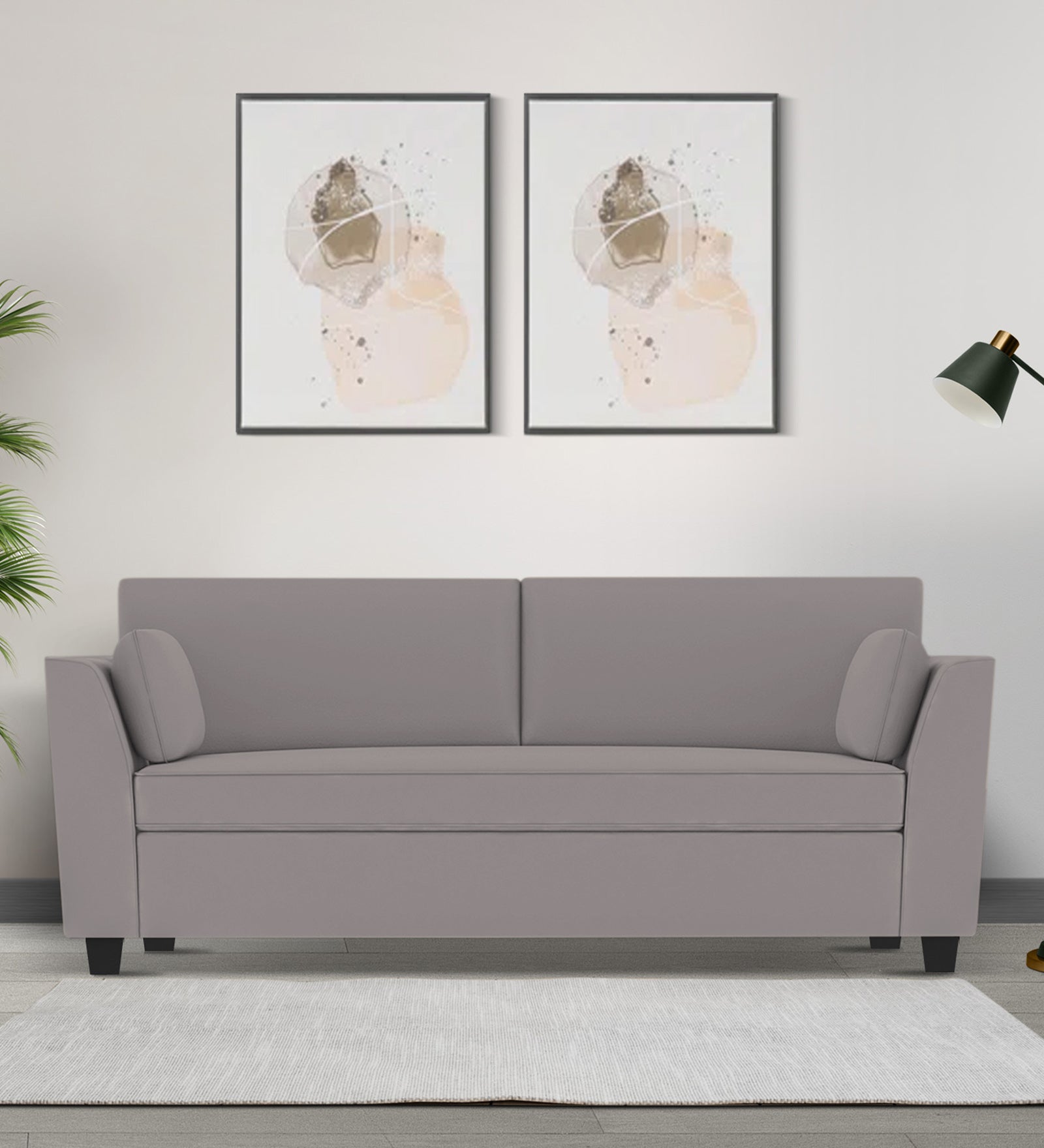 Bristo Velvet 3 Seater Sofa In pearl grey Colour With Storage - Febonic Living