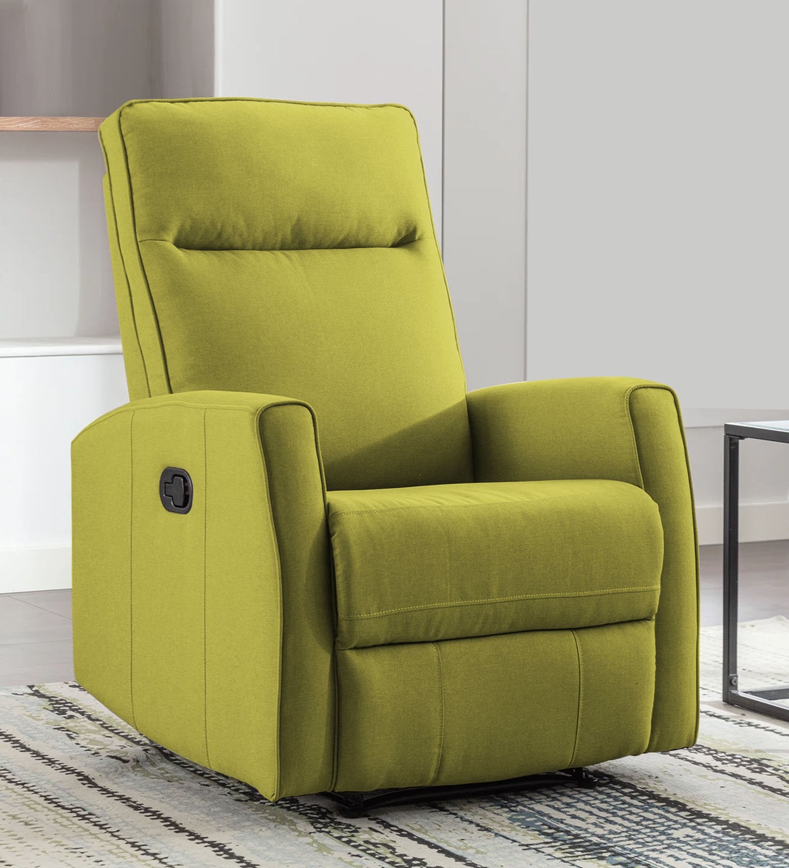 Logan Fabric 1 Seater Manual Recliner In Parrot Green Colour - Febonic Living