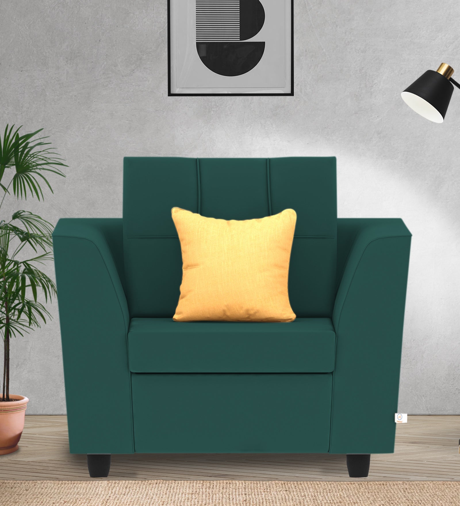 Nestin Velvet 1 Seater Sofa In Pine Green Colour - Febonic Living