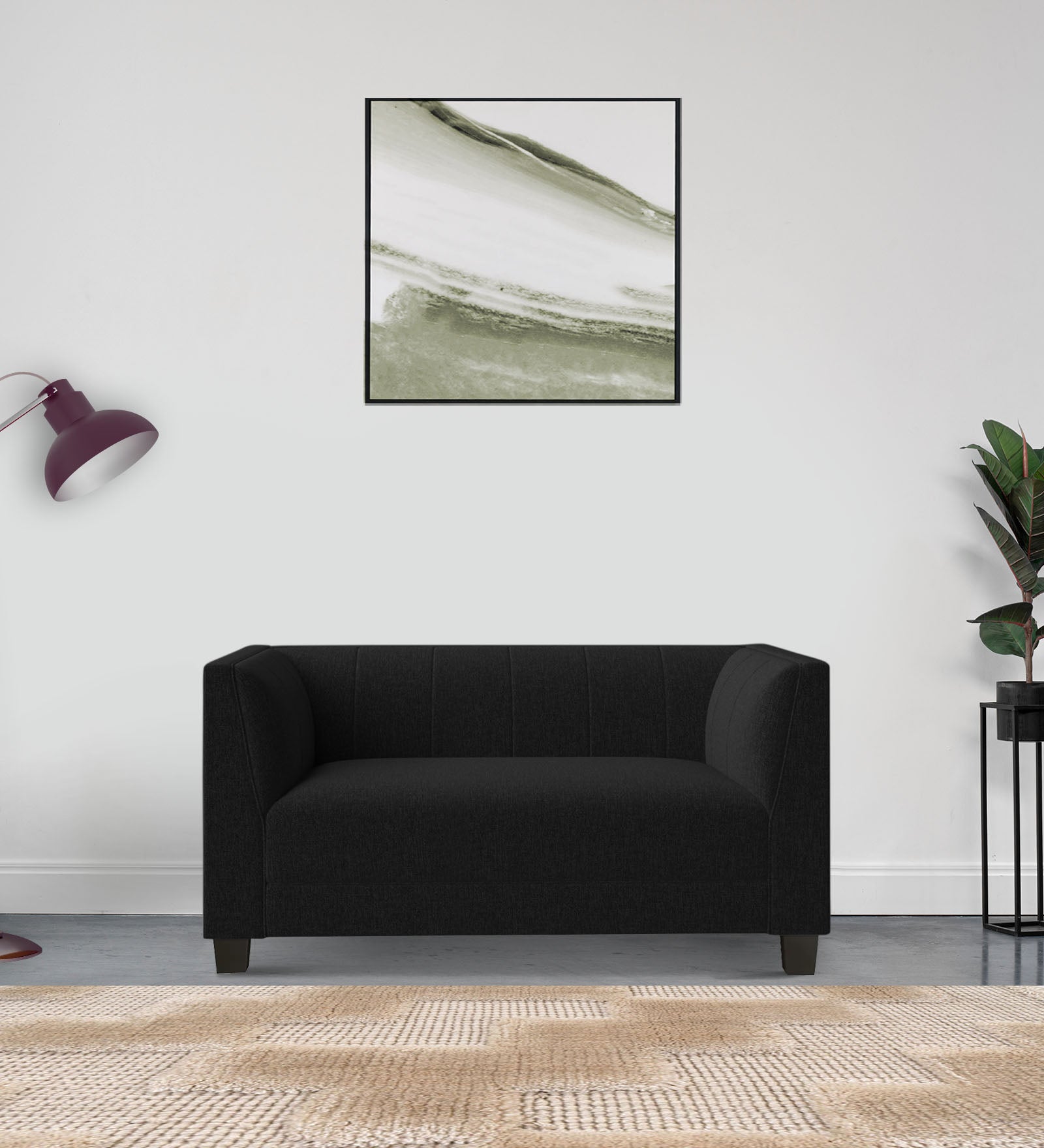 Chastin Fabric 2 Seater Sofa In Zed Black Colour - Febonic Living