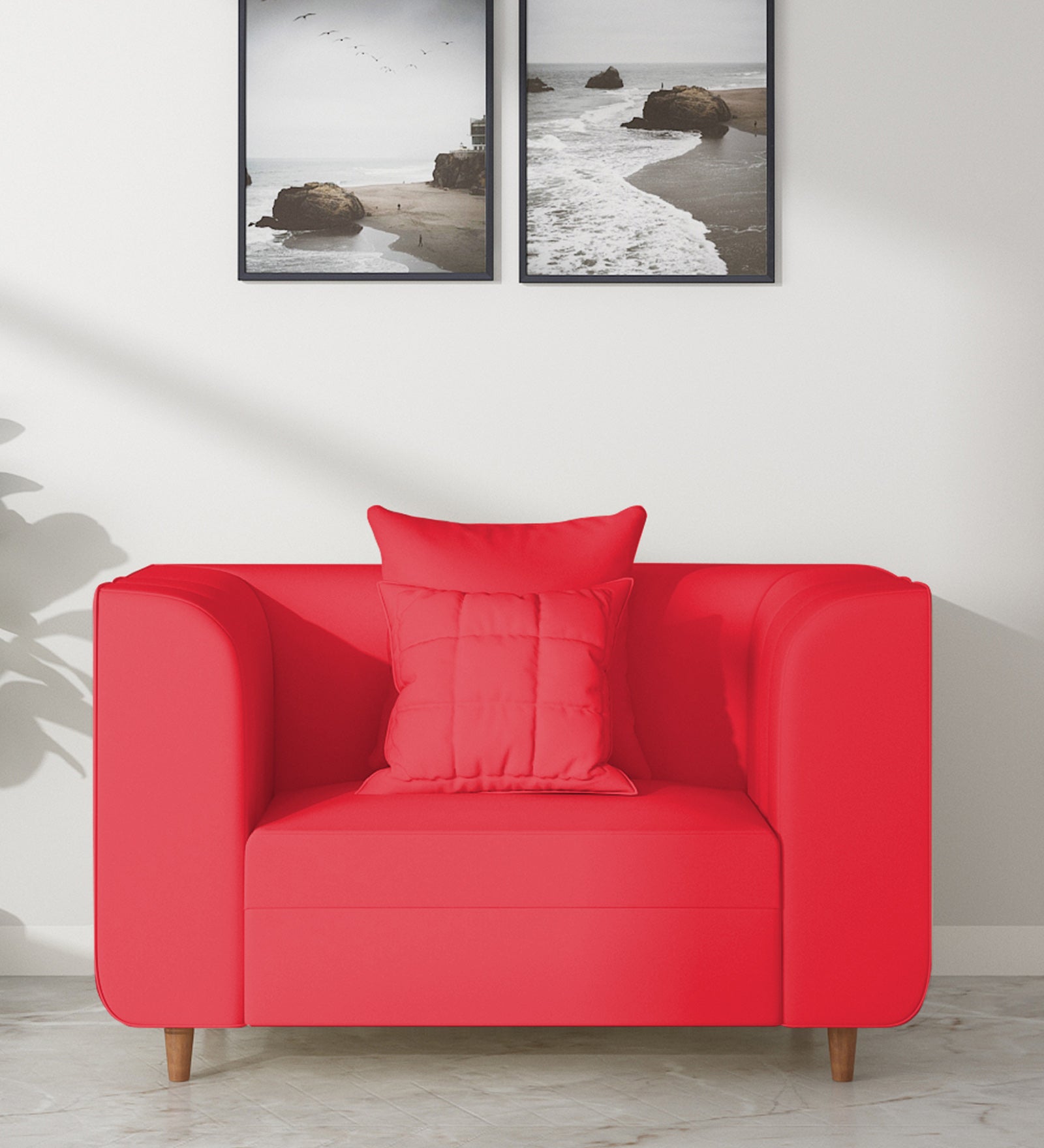 Sumo Velvet 1 Seater Sofa In Ox Blood Maroon Colour - Febonic Living