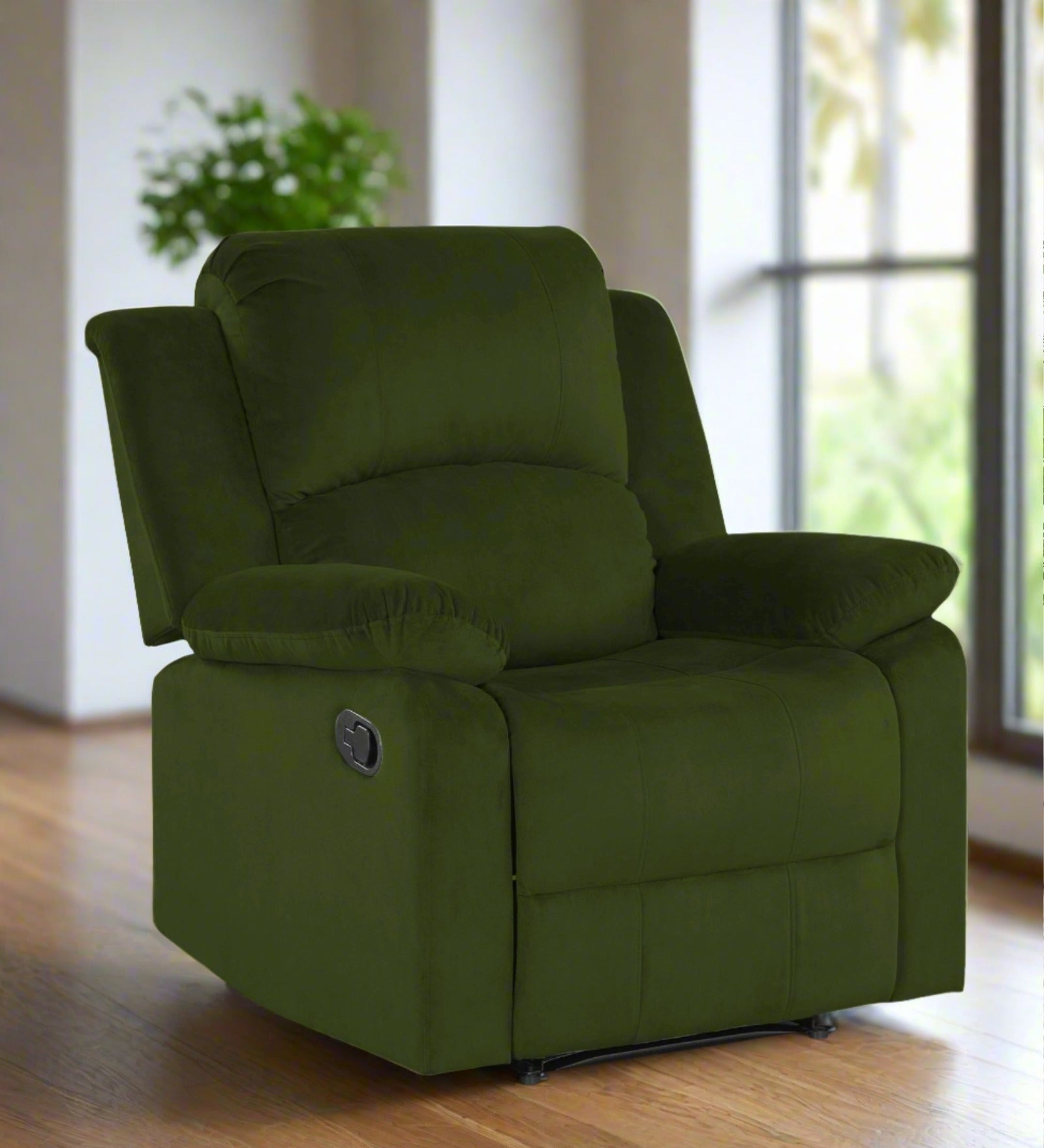 Henry Fabric 1 Seater Manual Recliner In Olive Green Colour - Febonic Living