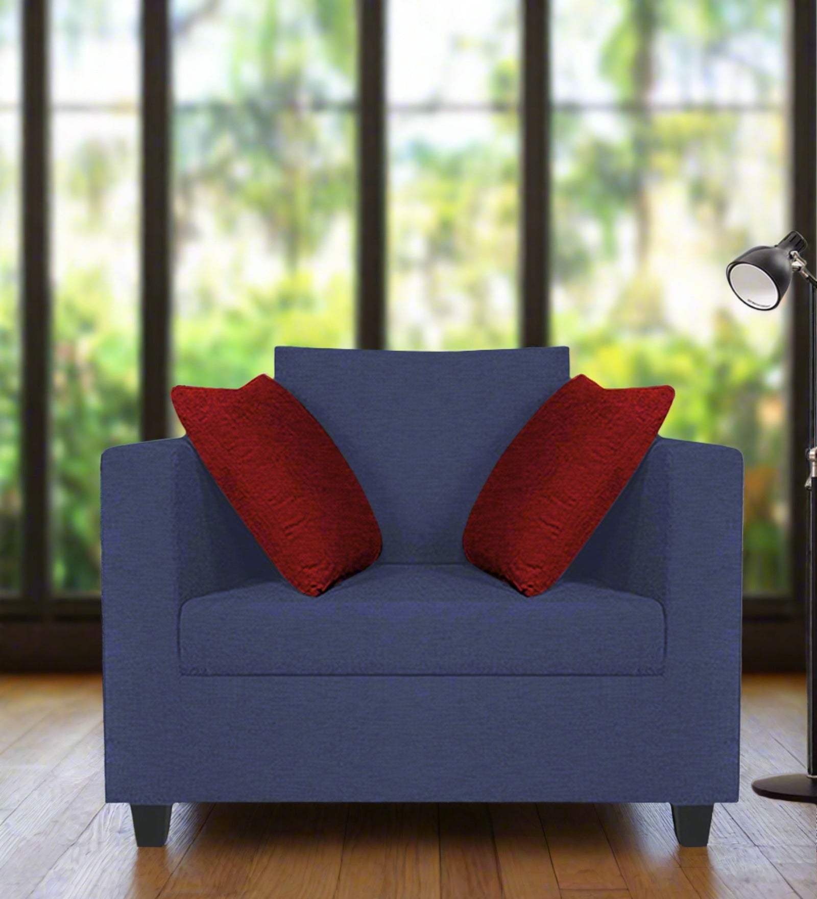 Nuska Fabric 1 Seater Sofa In Slate Blue Colour - Febonic Living