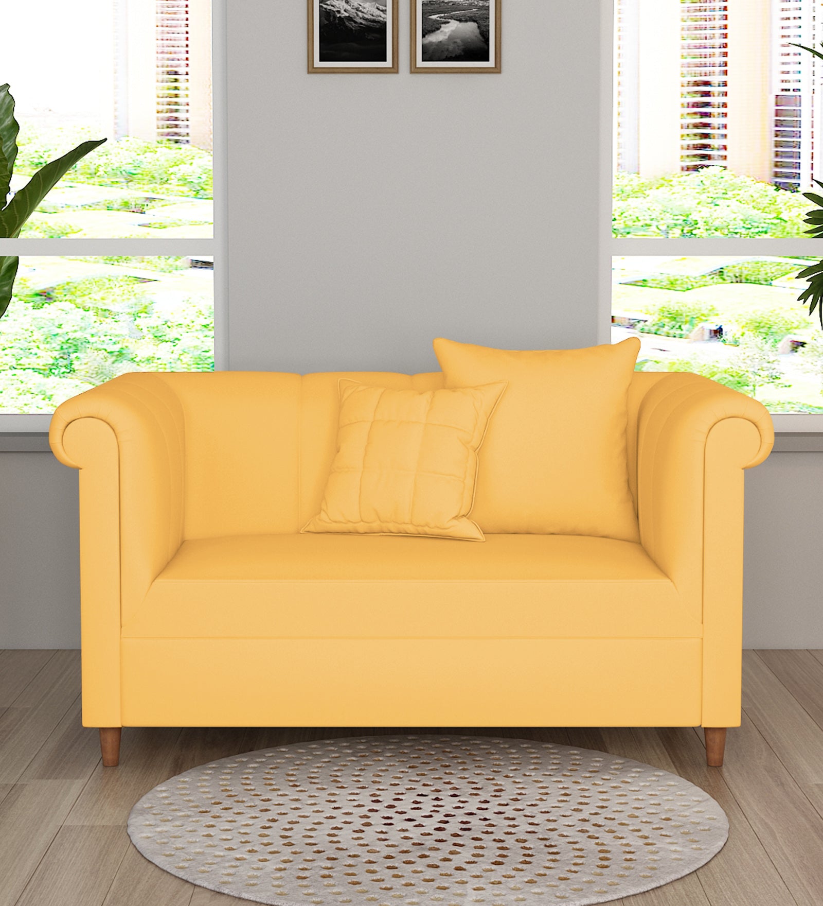 Rubi Velvet 2 Seater Sofa In Turmeric yellow Colour - Febonic Living