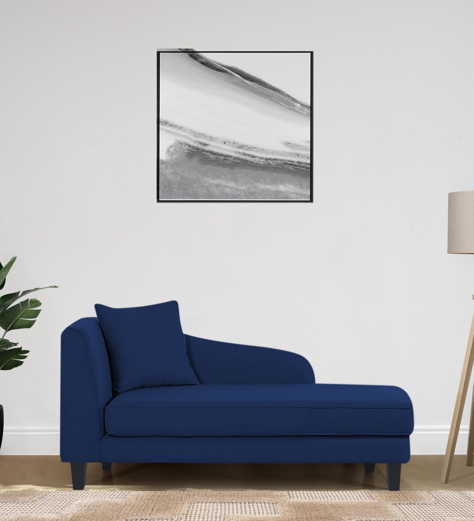 Louis Fabric RHS Chaise Lounger In Royal Blue Colour - Febonic Living