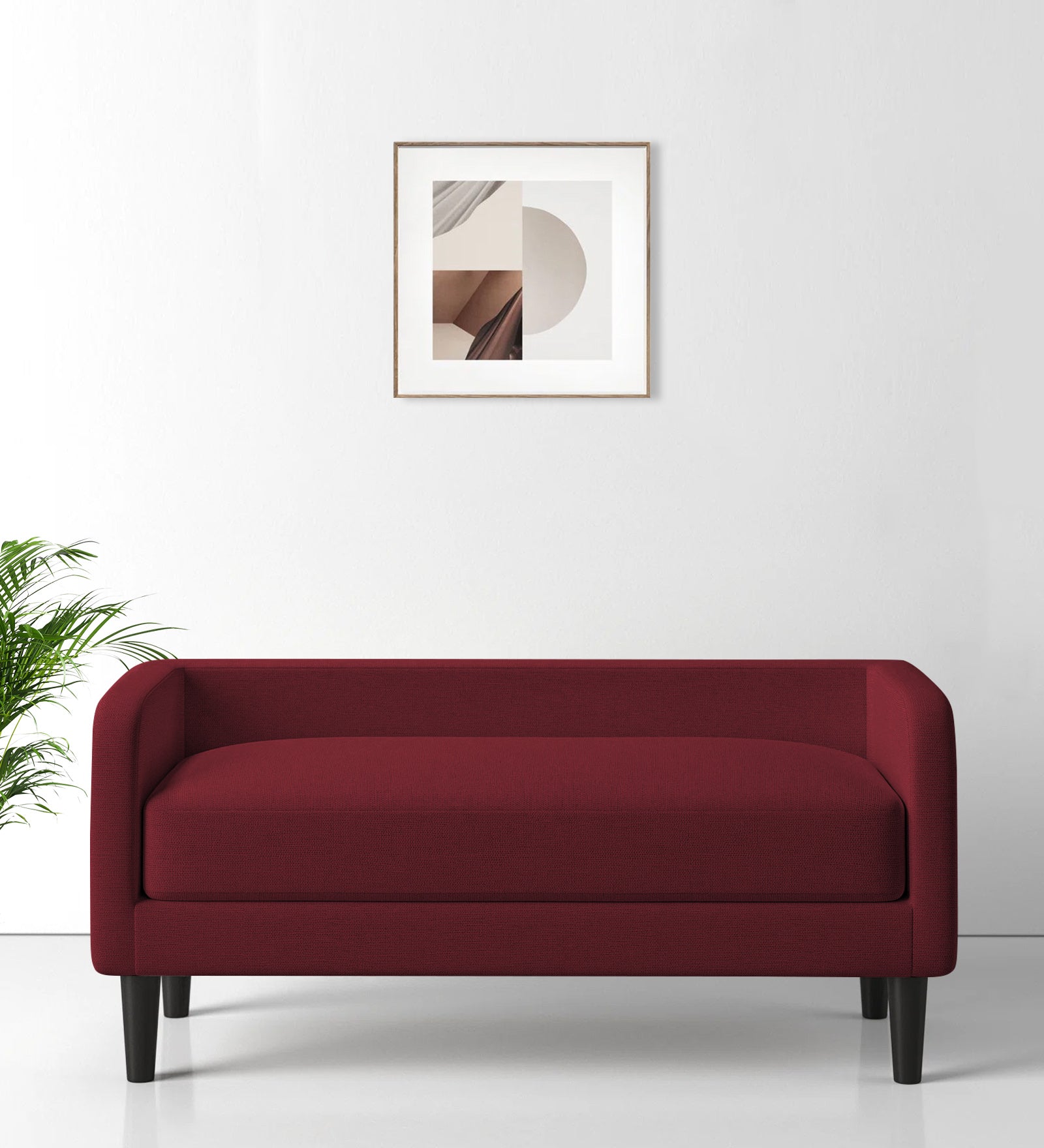 Maya Fabric Bench In Blood Maroon Colour - Febonic Living
