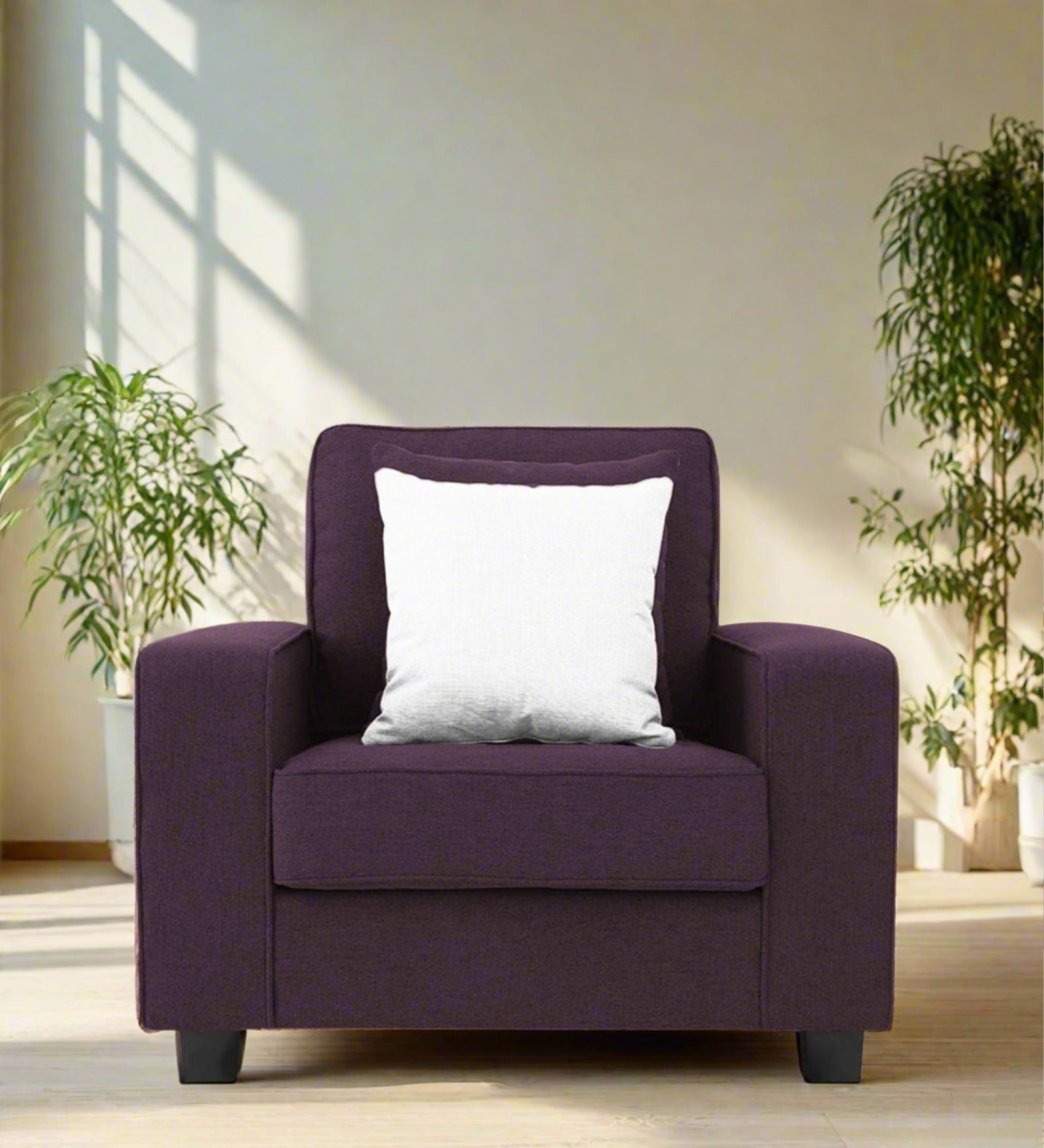 Ladybug Fabric 1 Seater Sofa In Greek Purple Colour - Febonic Living