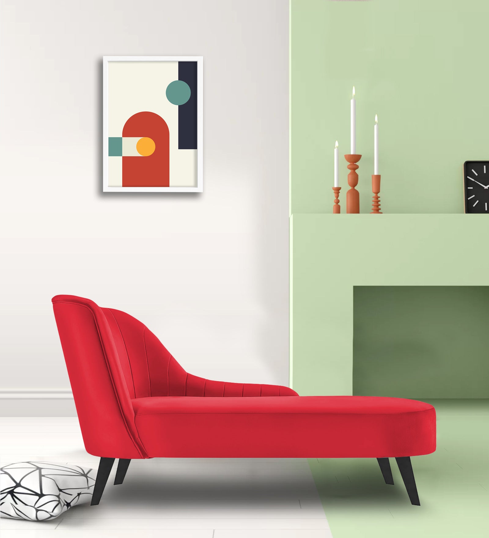 Flora Velvet RHS Chaise Lounger In Ox Blood Maroon Colour - Febonic Living