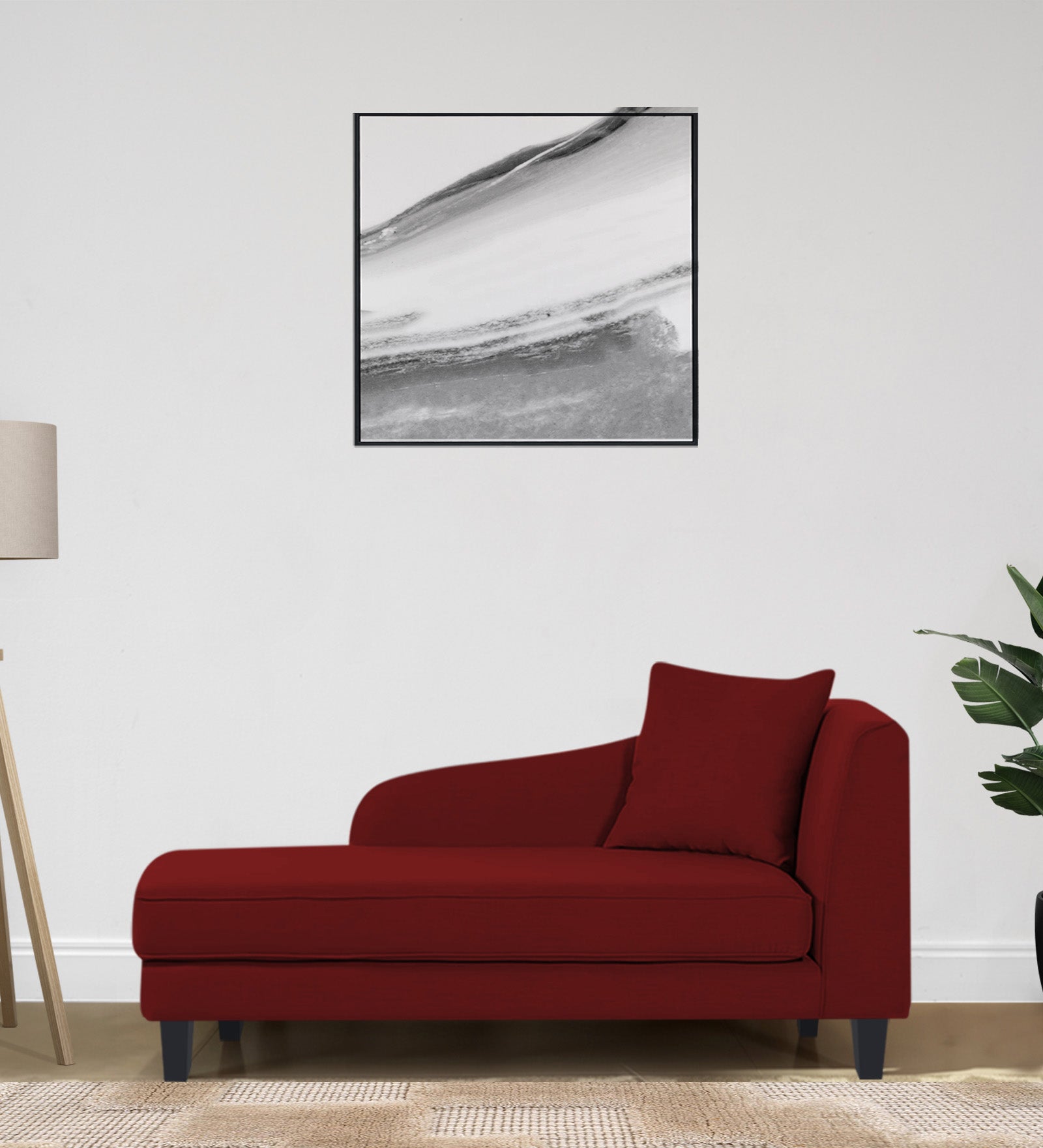 Louis Fabric LHS Chaise Lounger In Blood Maroon Colour - Febonic Living